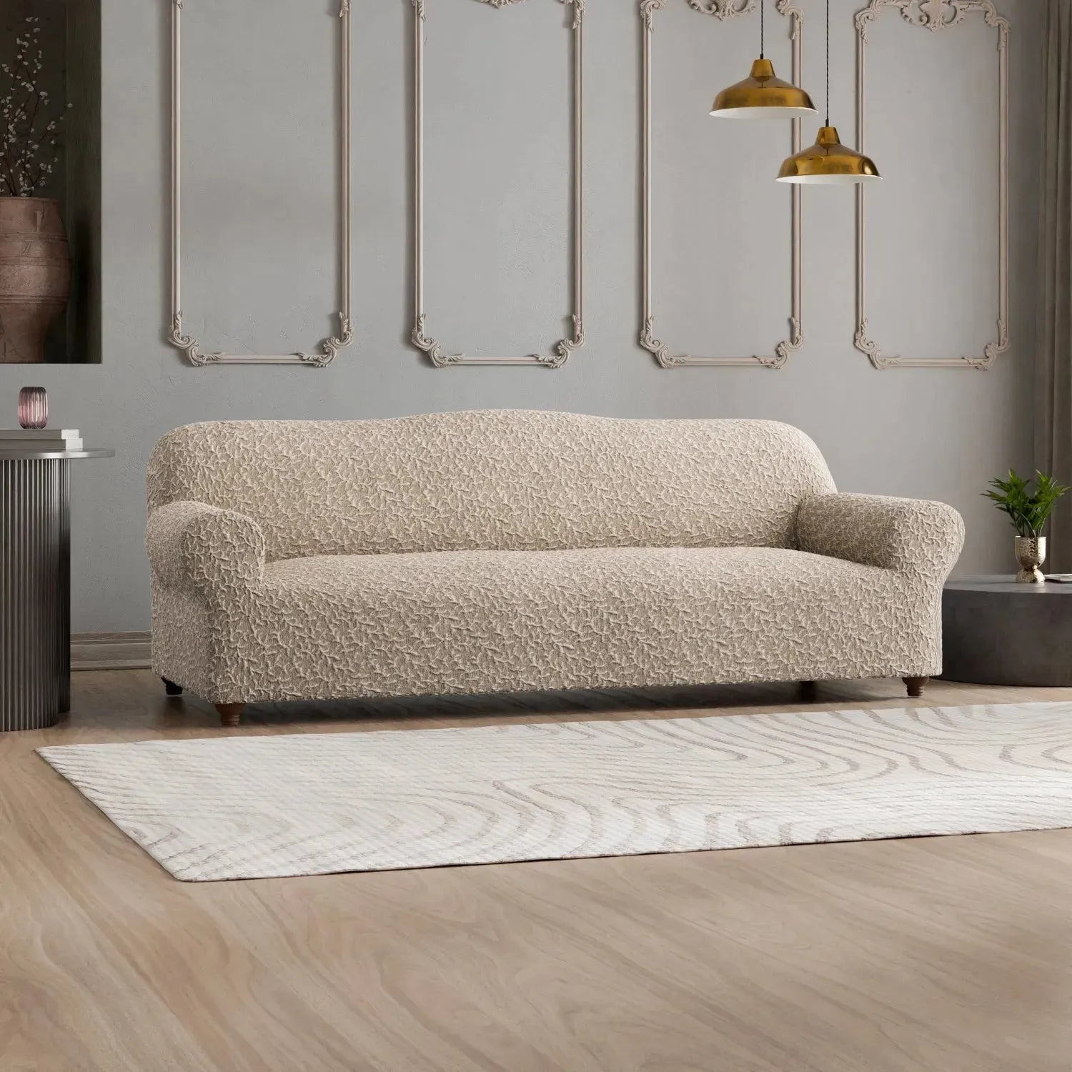 4-Seater Jacquard 3D Sofa Slipcover - Stretchable Furniture Protector for Living Room, Bedroom & Office - Easy Washable Couch Cover for Home Decor