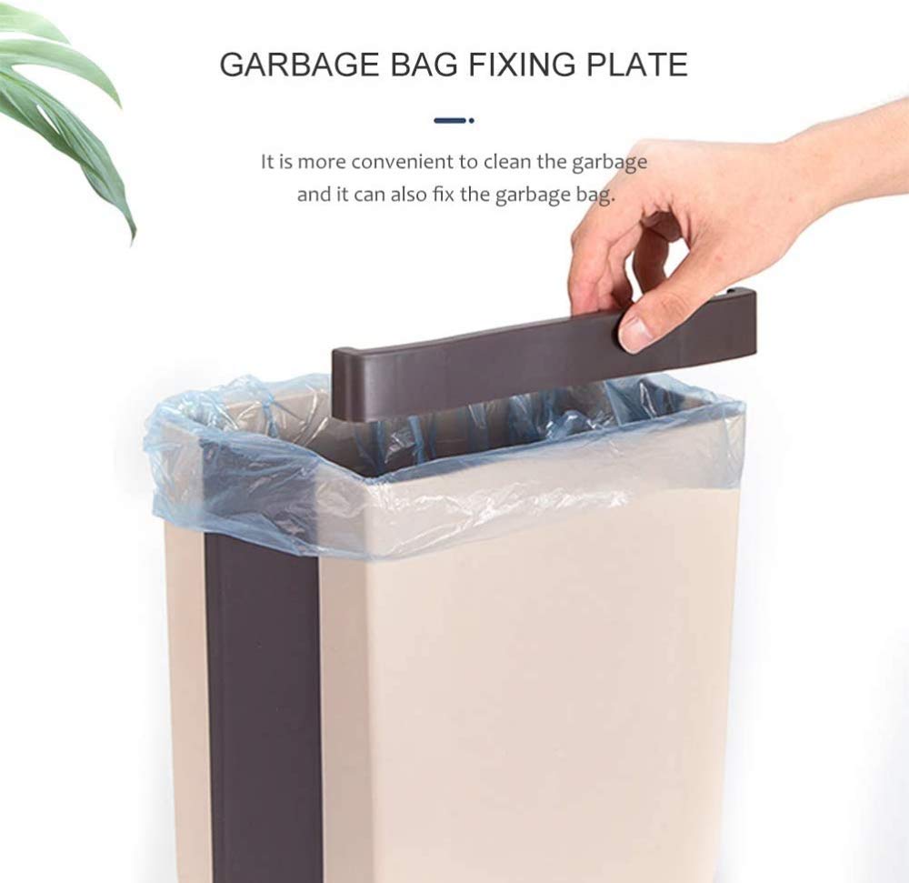 Foldable Wall Mounted Trash Can - Compact Kitchen & Bathroom Waste Bin with Hanging Design for Small Spaces - Perfect for Dorm, Car, Bedroom, and Office Use