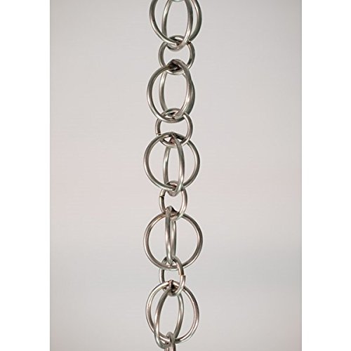 Stainless Steel Double Loop Rain Chain - 9 Feet Outdoor Garden Water Drainage Decor for Roof Gutters & Downspouts