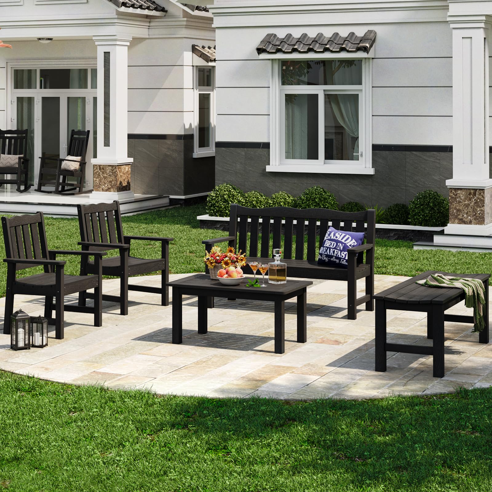 Stoog Outdoor Coffee Table - All-Weather Poly Lumber Patio Side Table, Rectangle End Table for Backyard, Porch, Garden, Balcony & Deck - Black | Perfect for Outdoor Entertaining, Poolside Relaxation & Patio Decor