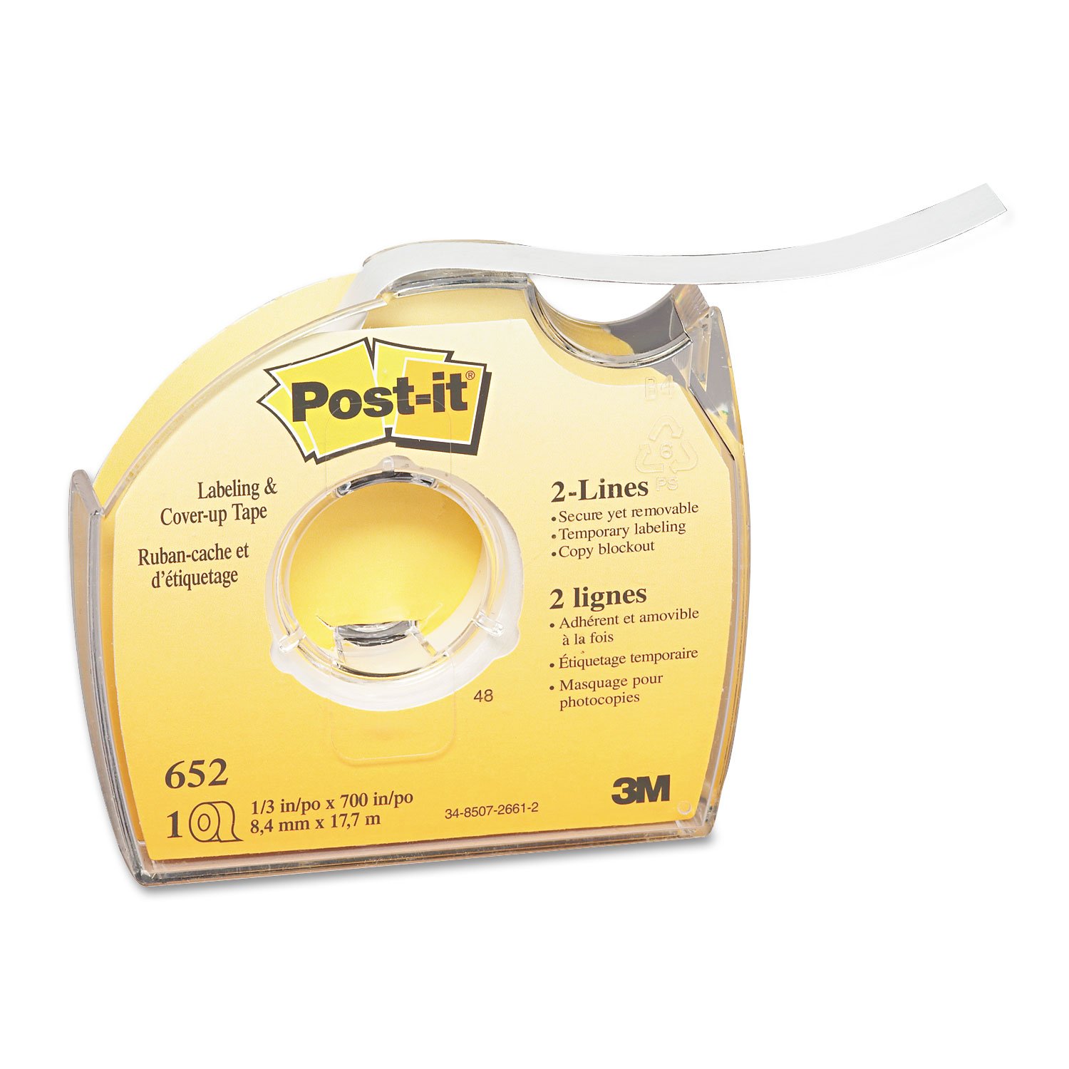 3M Post-it Labeling and Cover-Up Tape - 25 Pack, 2 Line Roll, 1/3