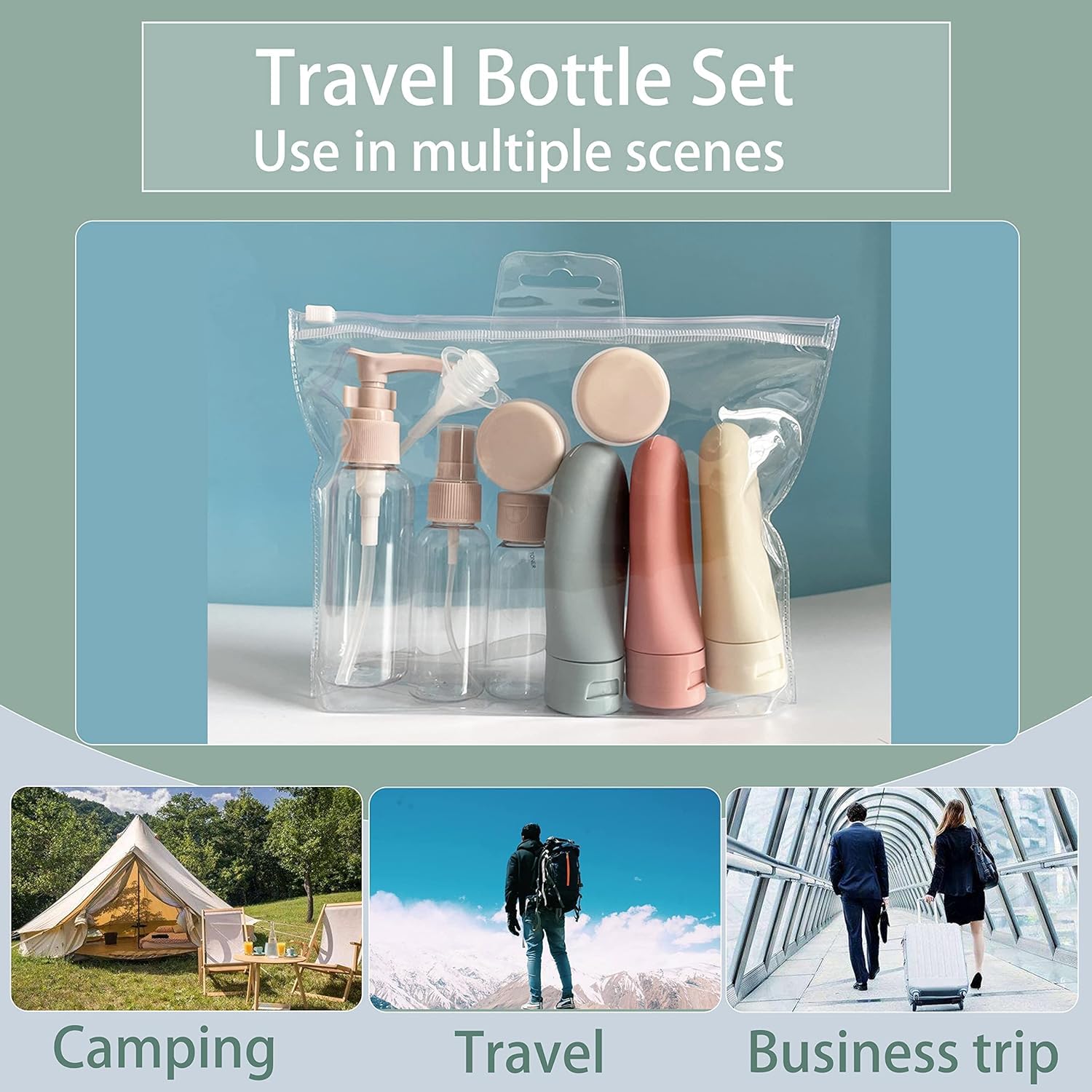 PiyuBind 10-Pack Travel Bottles Set - Leak Proof Silicone Squeezable Containers (60ml & 80ml) for Shampoo, Lotion & Body Wash - Multicolor Toiletry Kit for Women & Men - Perfect for Air Travel, Gym & Camping Trips