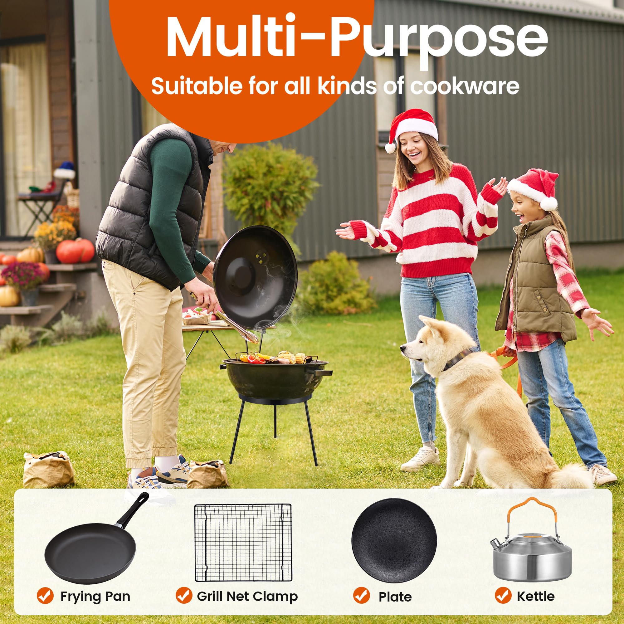 Campfire Tripod for Cooking - Heavy Duty Outdoor Fire Pit Stand with Removable Hooks, High Temperature Resistant Camping Tripod for Dutch Oven, Jetboil, Griddle - Perfect for Backpacking, Camping & Outdoor Cooking Adventures