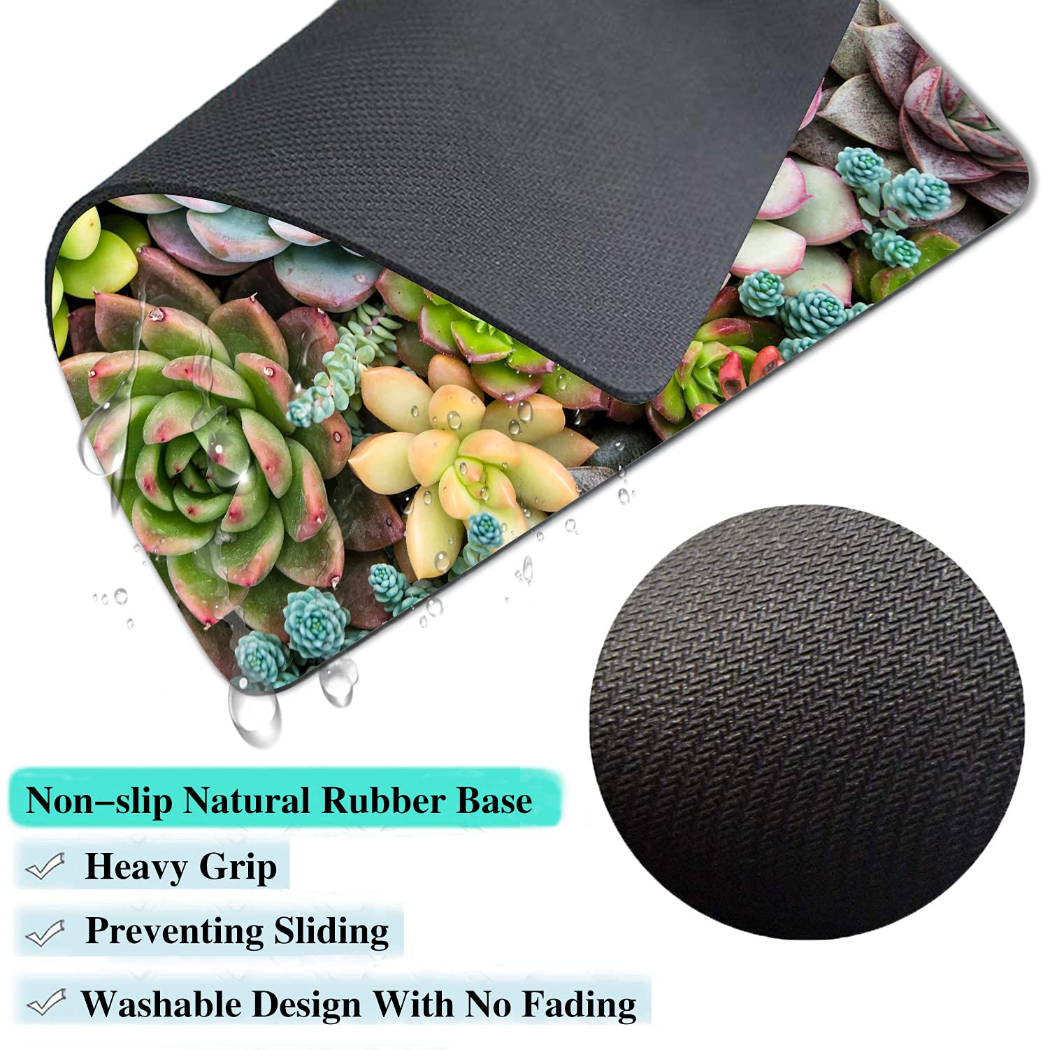 Blooming Succulents Mouse Pad - Non-Slip Rubber Base, Portable Office & Gaming Mouse Mat for Laptop & PC - Perfect for Work, Home & Travel Use