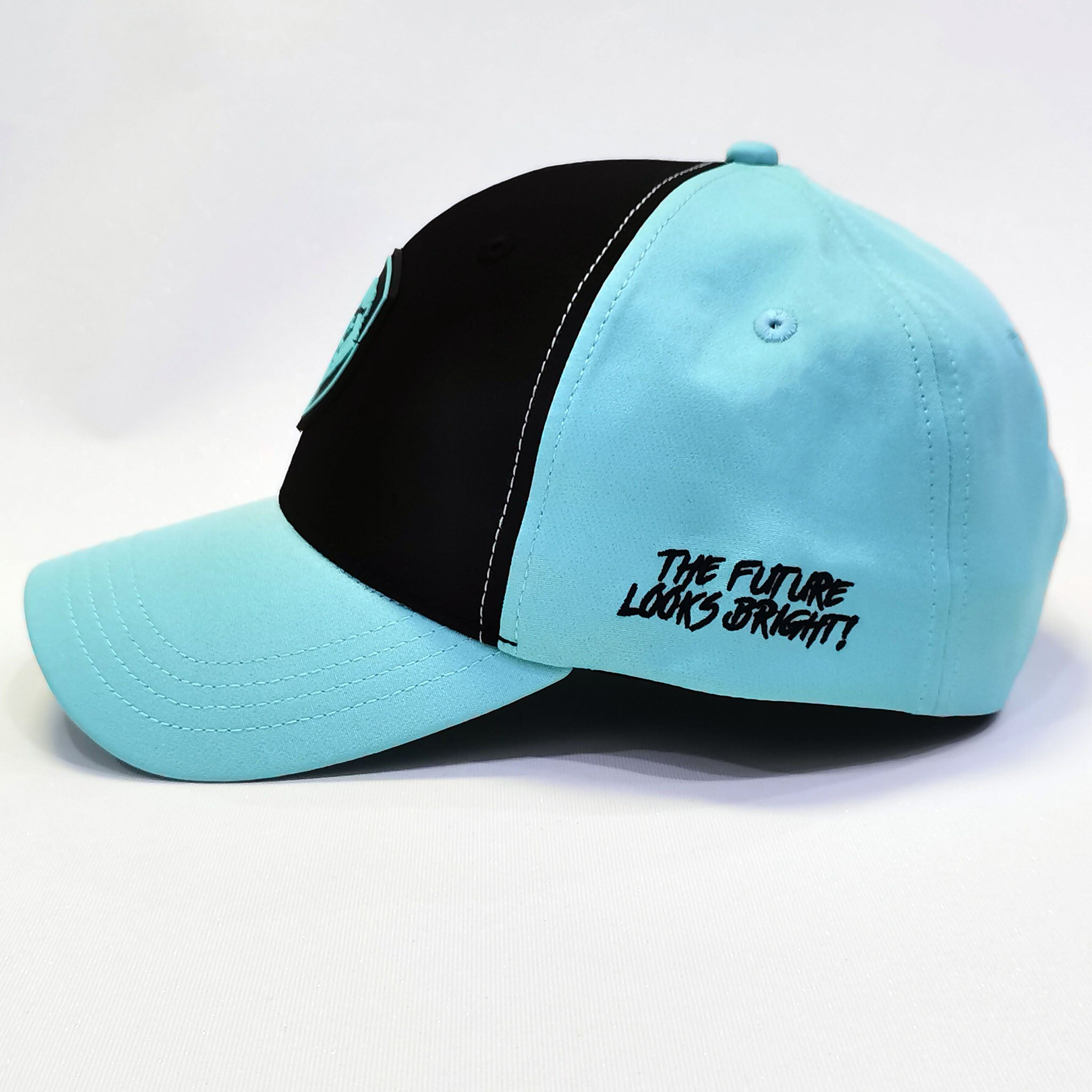 VT Shield Logo Future Looks Bright Snapback Hat - Black & Sky Blue Adjustable Baseball Cap for Men & Women | Perfect for Sports, Outdoor Activities & Casual Wear