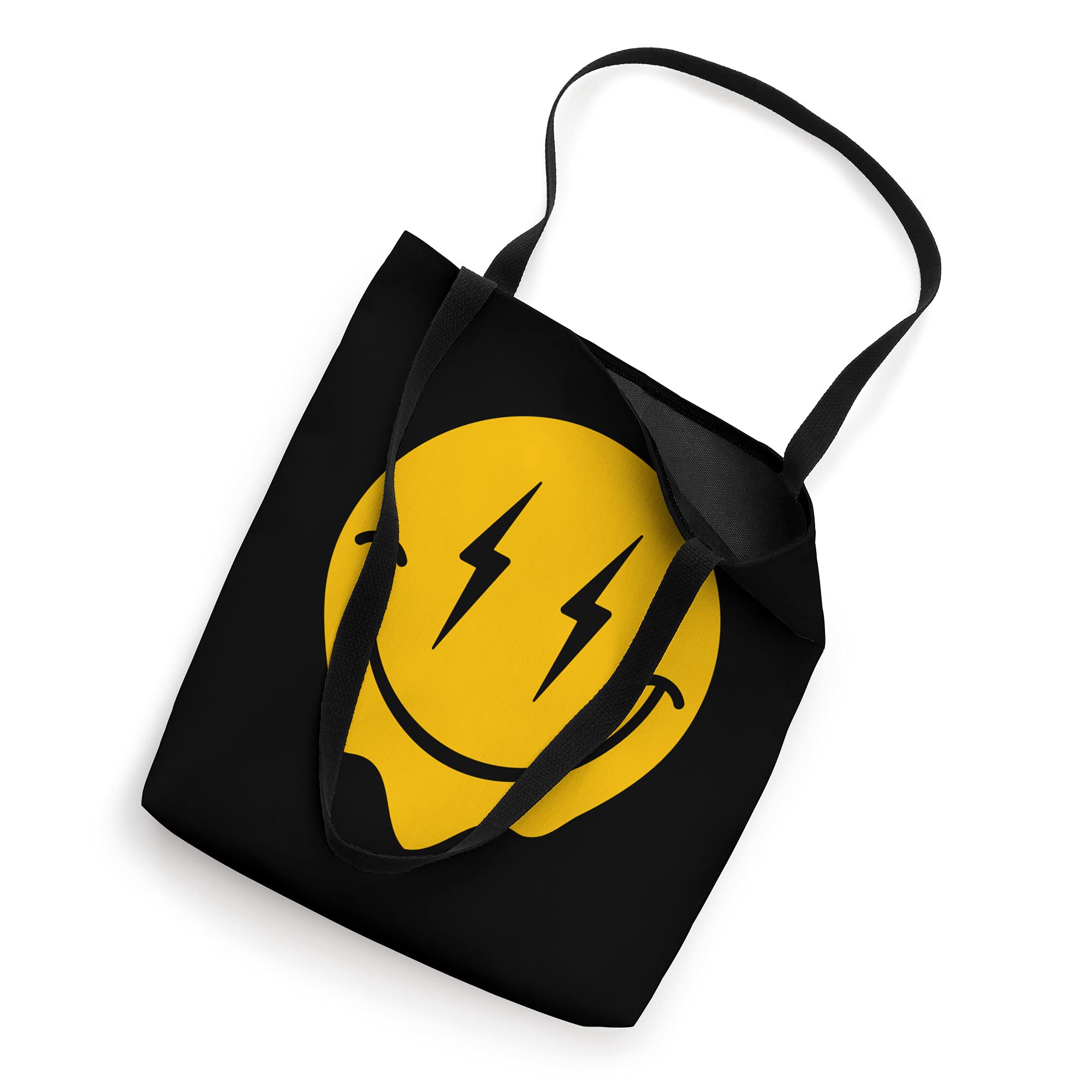Y2K Aesthetic Happy Face Bolt Lightning Cute Preppy Tote Bag - Trendy Melting Dripping Design for School, Beach & Shopping