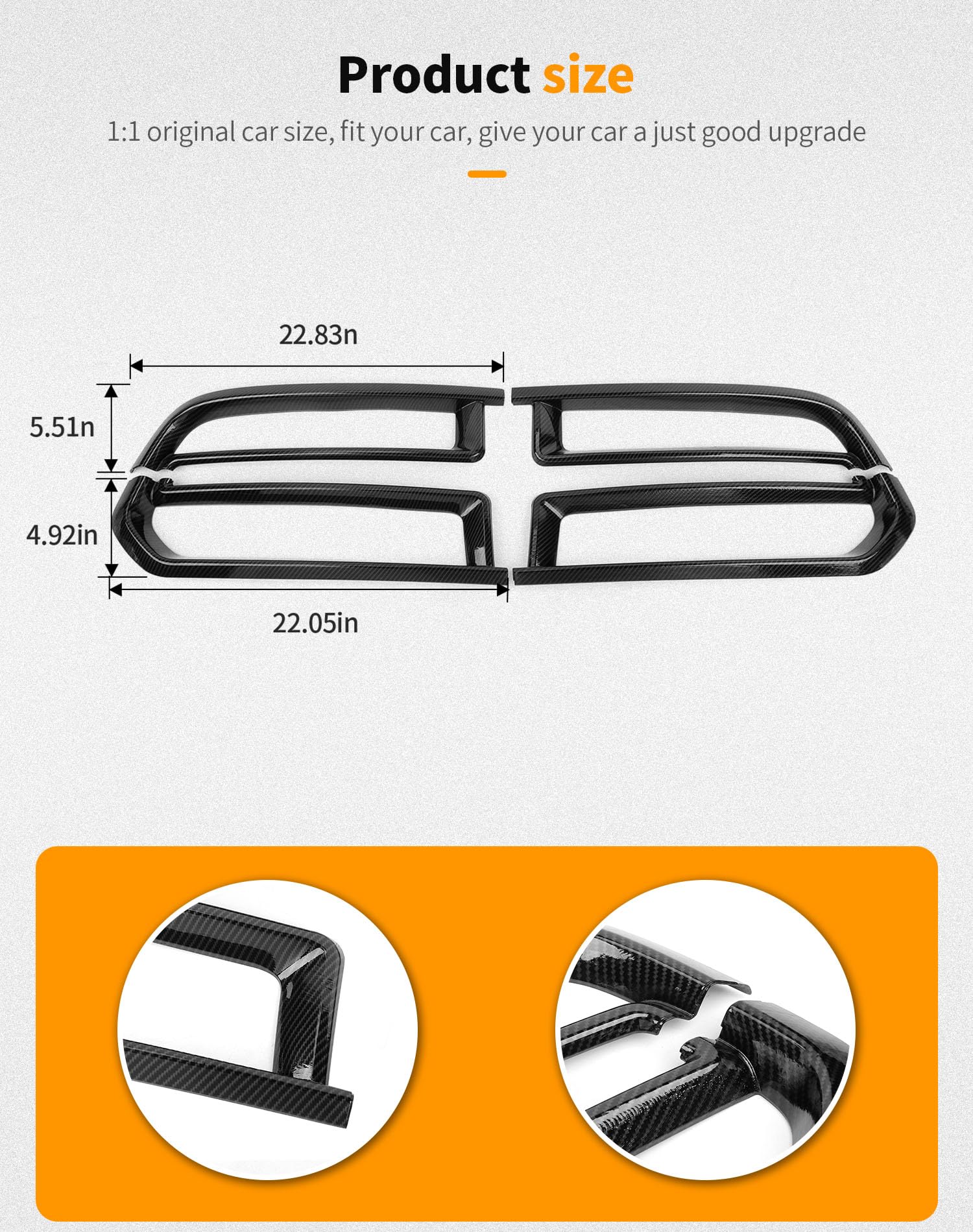 Hoolcar Carbon Fiber Exterior Front Grill Inserts Cover Trim Kit for Dodge Durango 2014-2020 - Upgrade Your Car's Style & Protection | Perfect for Off-Roading, Car Shows & Daily Driving