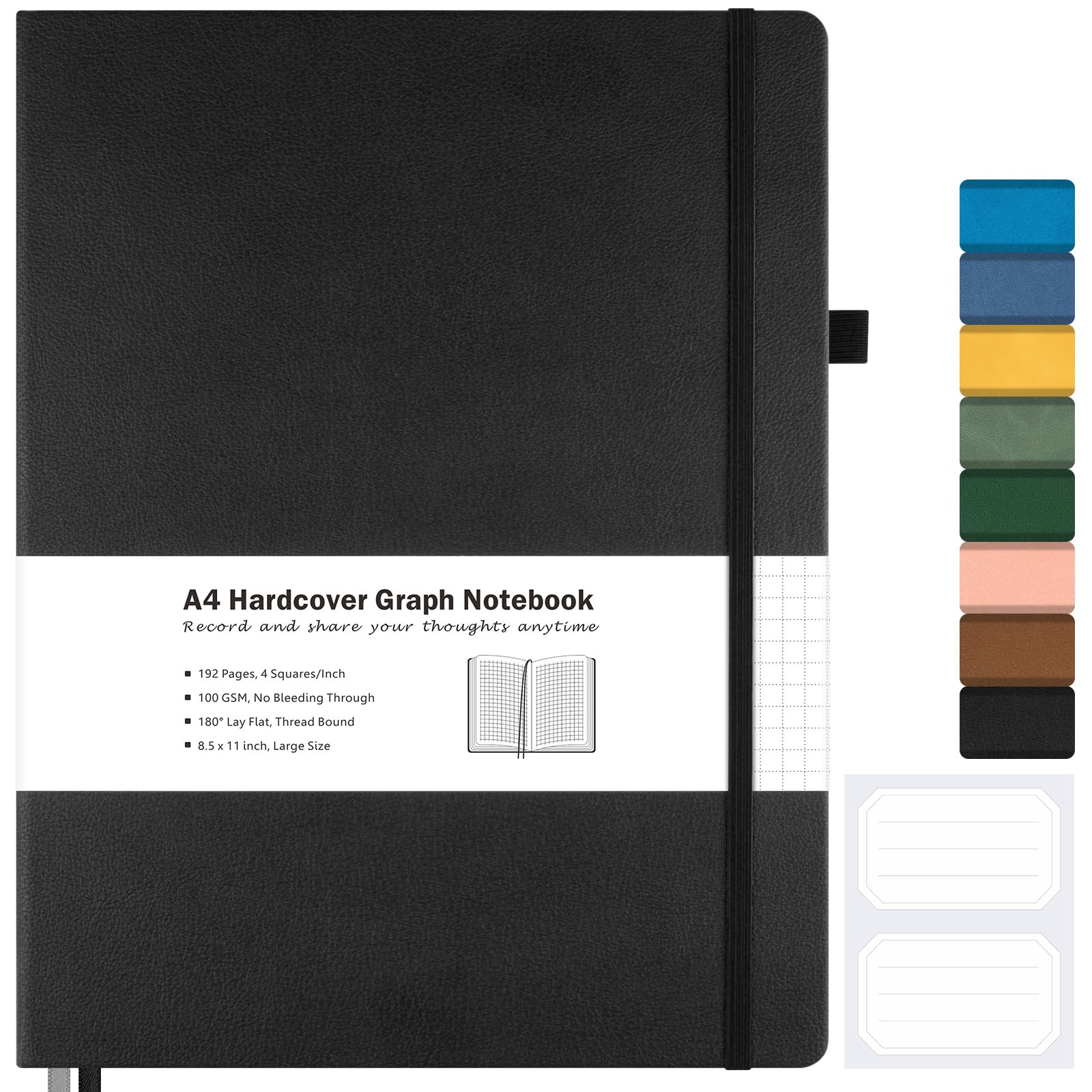 Premium Hardcover Graph Paper Notebook - 8.5