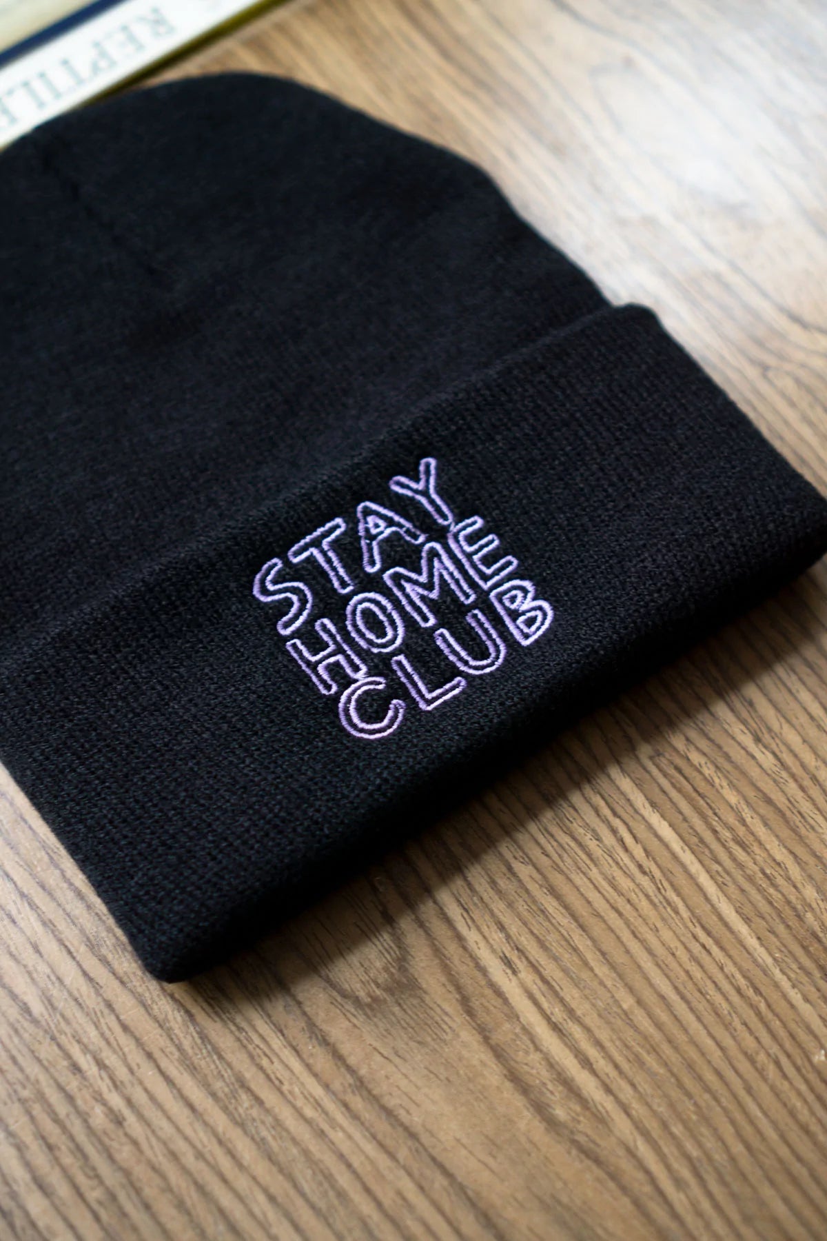 Stay Home Club Outline Logo Beanie - Cozy Knit Winter Hat for Men & Women - Perfect for Cold Weather, Outdoor Activities, and Casual Streetwear