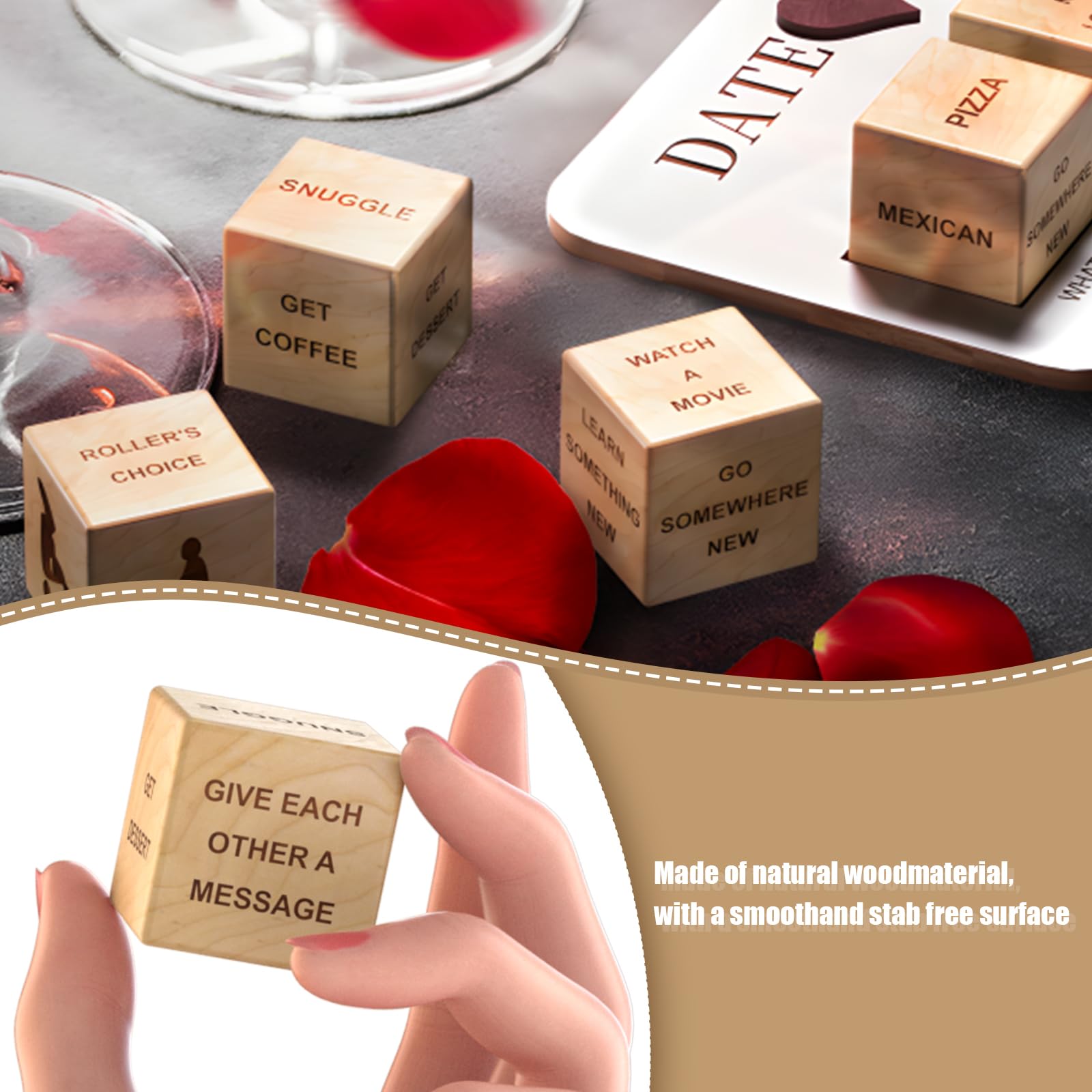 Romantic Date Night Dice for Couples - Fun Decision Making Game for Girlfriend & Boyfriend, Husband & Wife - Perfect Anniversary, Birthday Gift Idea for Him & Her - Great for Dinner Dates, Stay-at-Home Nights & Special Occasions