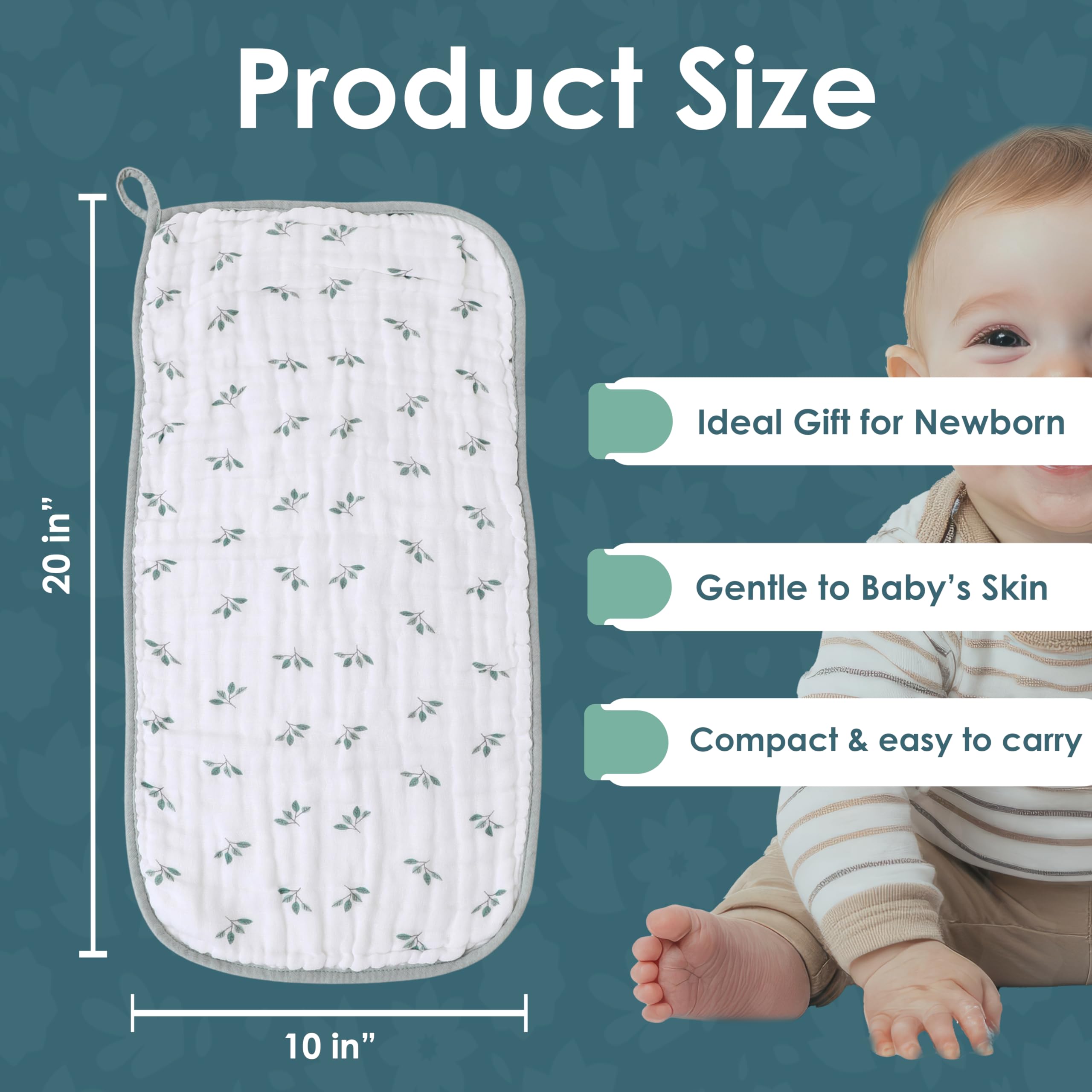 6-Pack Premium 100% Cotton Muslin Burp Cloths for Newborns - Extra Large 20