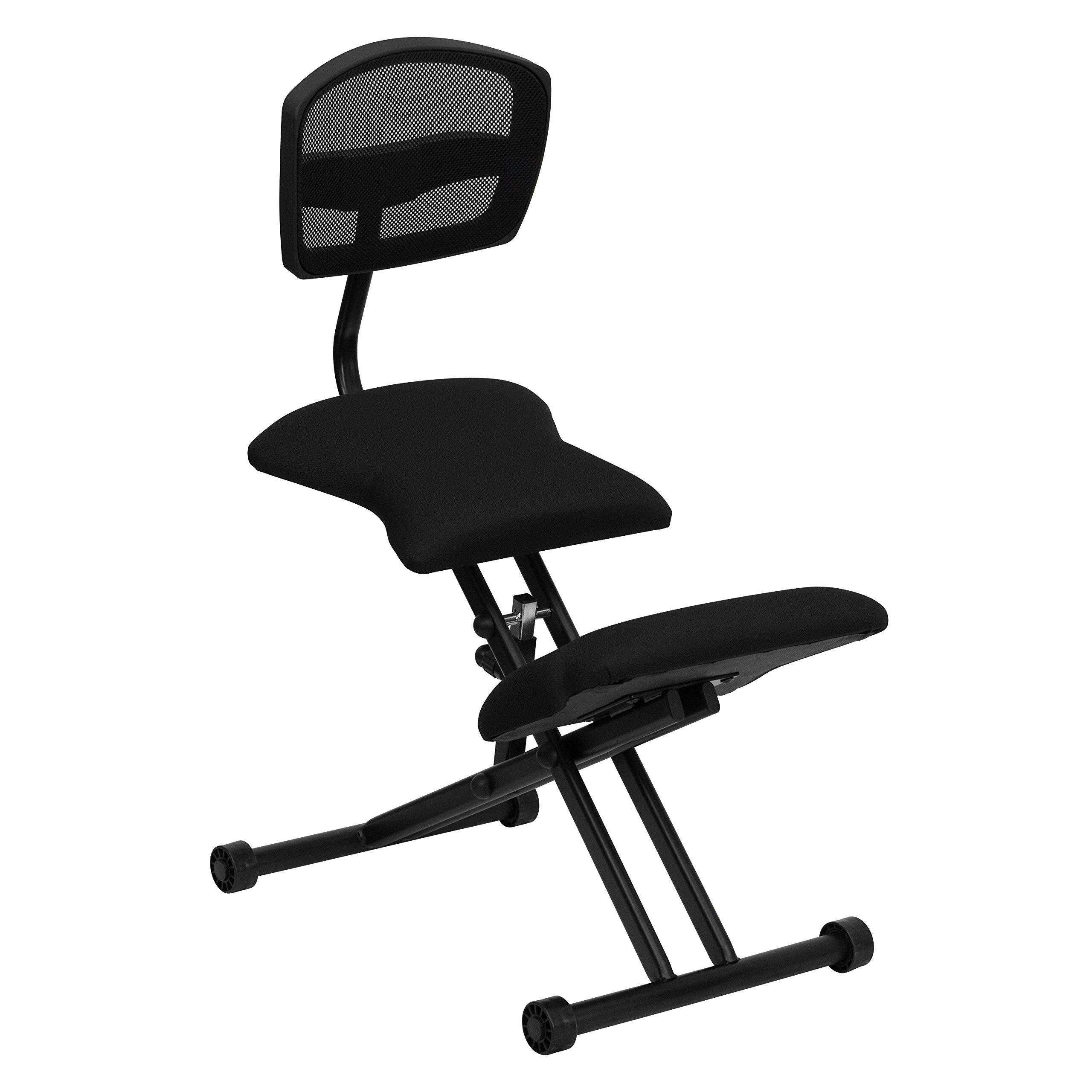 Ergonomic Kneeling Office Chair with Black Mesh Back & Fabric Seat – Adjustable Posture Support for Home & Office Workspaces