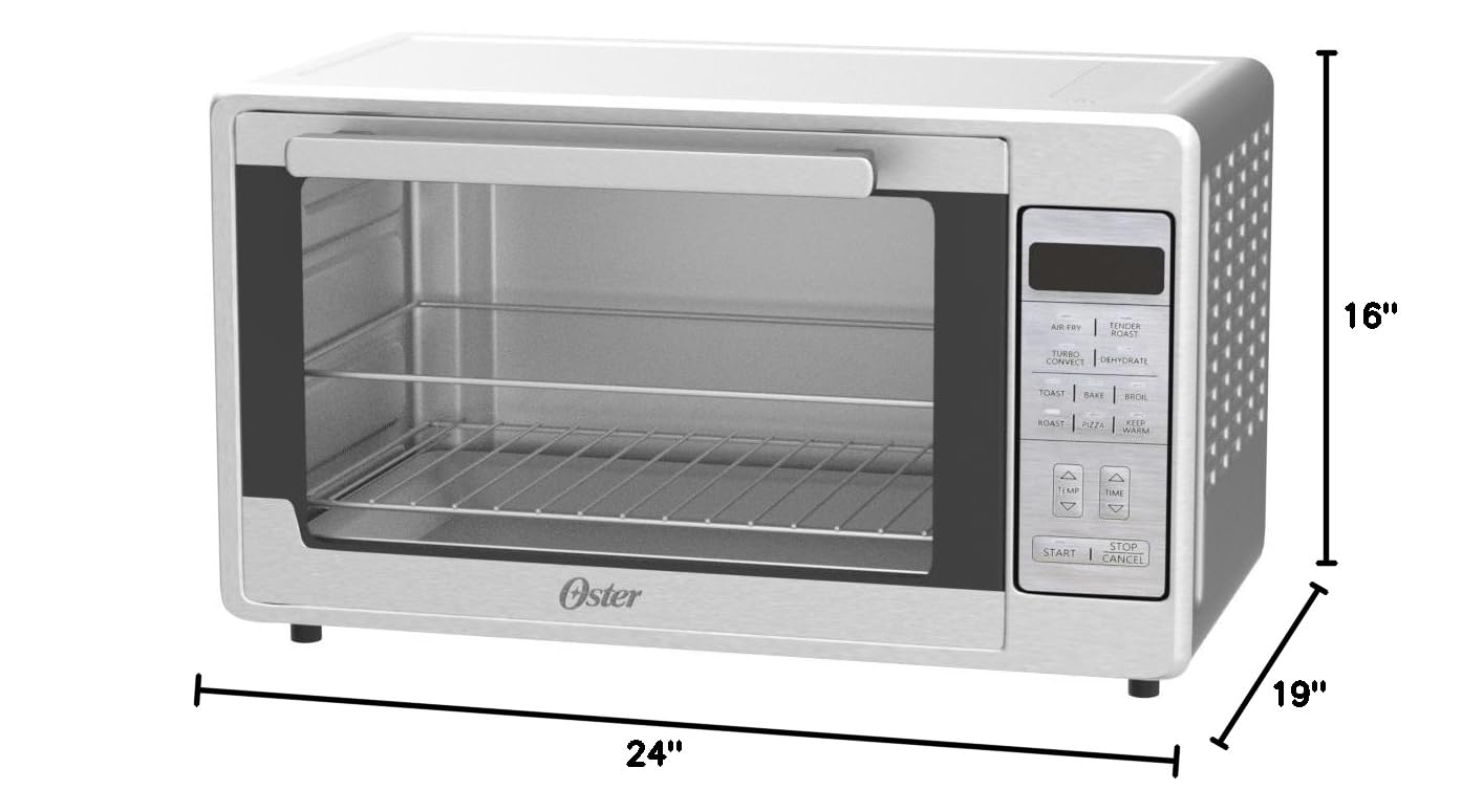 Oster Extra-Large 10-in-1 Air Fryer Oven with 12QT Capacity - Stainless Steel Countertop Convection Toaster Oven - Bake, Roast, Broil, Dehydrate - Fits 2 Large Pizzas - Perfect for Holiday Hosting, Family Dinners & Meal Prep
