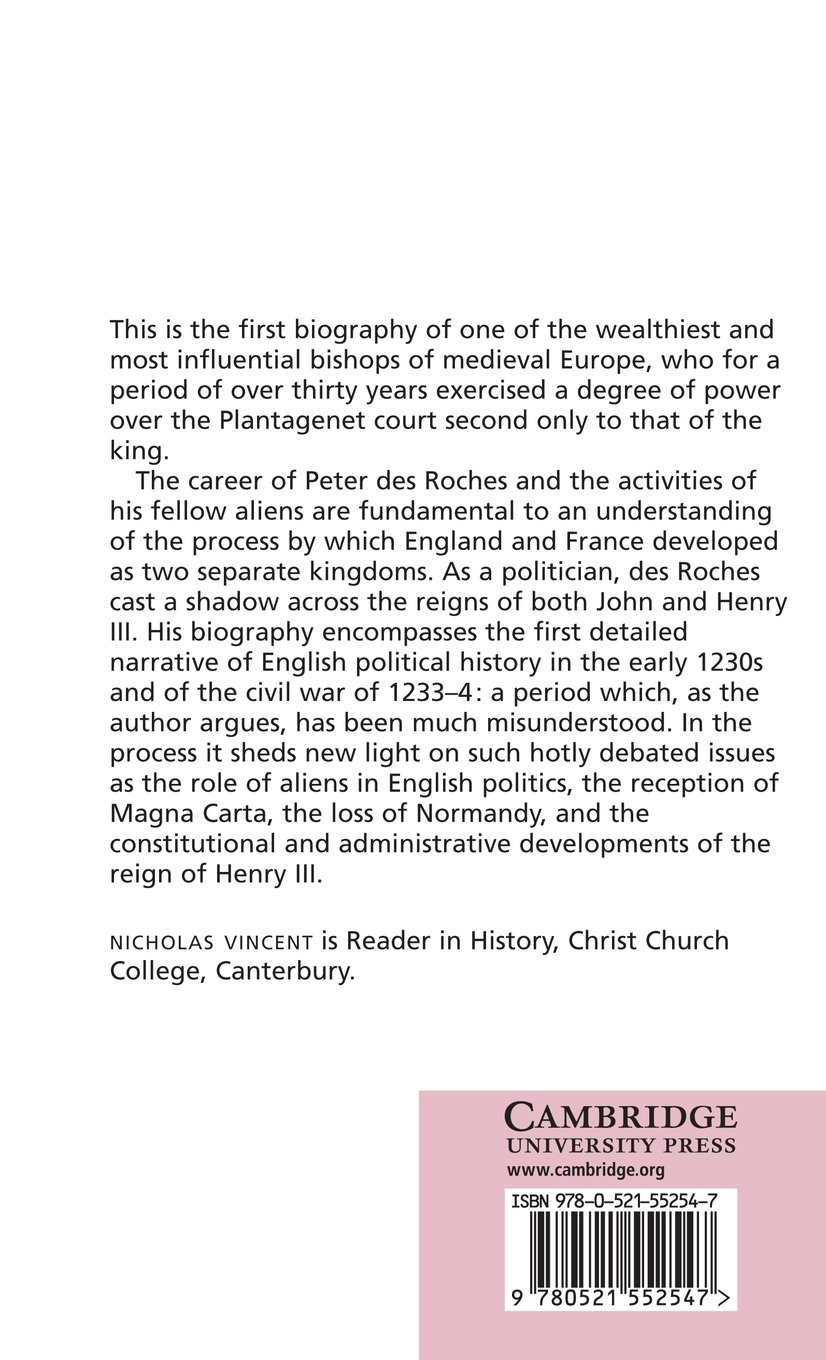 Peter des Roches: An Alien in English Politics, 1205–1238 - Cambridge Medieval History Book | Academic Research & Historical Study for Scholars