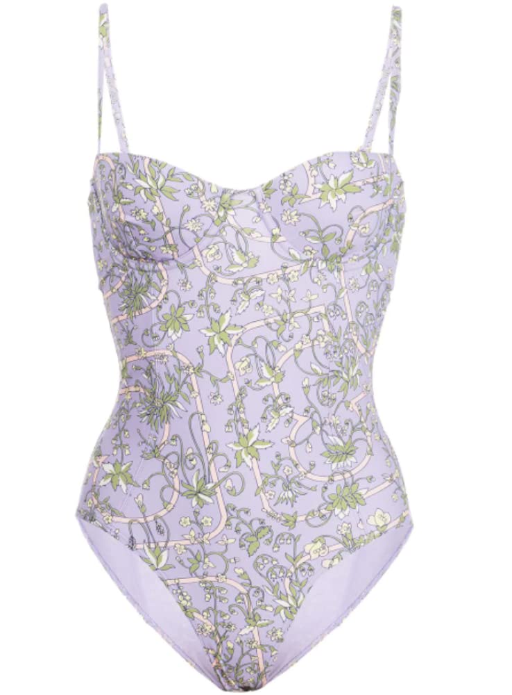 Tory Burch Women's Printed Underwire One Piece Swimsuit | Floral Bathing Suit for Women | Perfect for Beach Vacations, Pool Parties & Summer Getaways