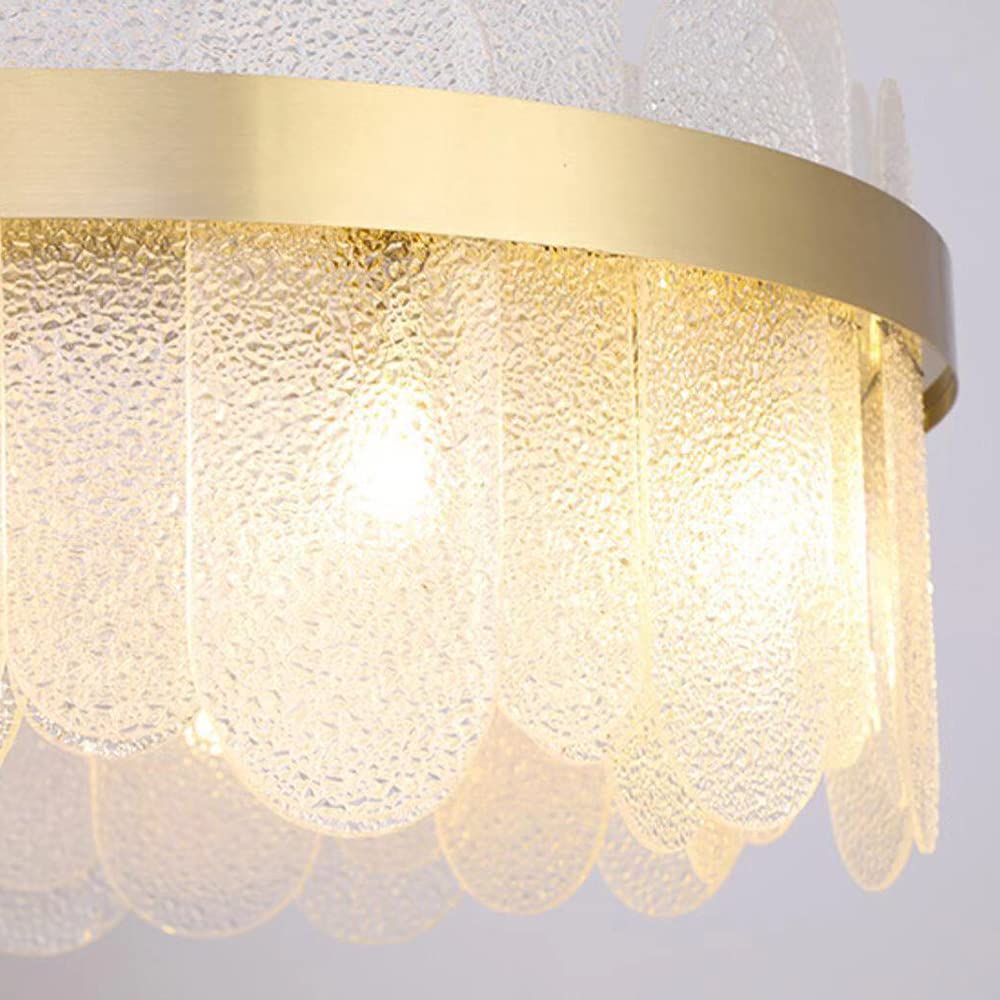 Modern Round Chandelier - 12-Light Contemporary Luxury Glass Pendant Ceiling Light Fixture 31.5 Inch Gold - Elegant Lighting for Living Room, Bedroom, Dining Room & Kitchen Island | Perfect for Home Decor, Dinner Parties & Romantic Ambiance