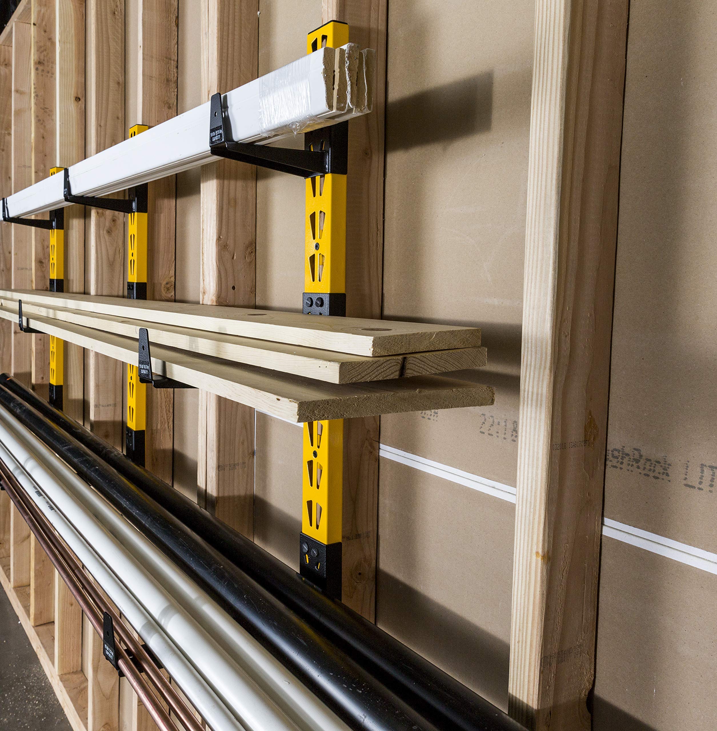 DEWALT DXSTACLR 3-Piece Wall Mount Cantilever Rack - Heavy Duty Garage Storage for Tools & Equipment - Perfect for Workshop, Garage & Industrial Organization