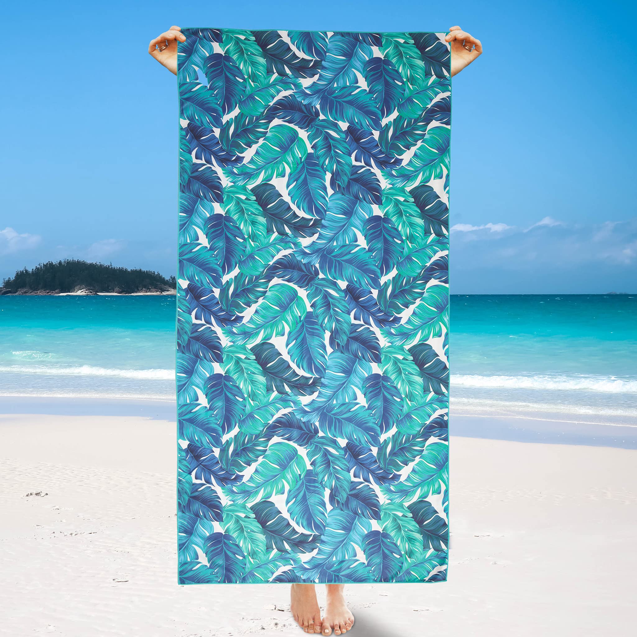 Premium Oversized 35x72 Inch Quick Dry Microfiber Beach Towel - Super Absorbent, Sand-Free Tropical Palm Leaf Design for Pool, Beach, Camping & Travel - Perfect for Sunbathing, Picnics and Outdoor Adventures