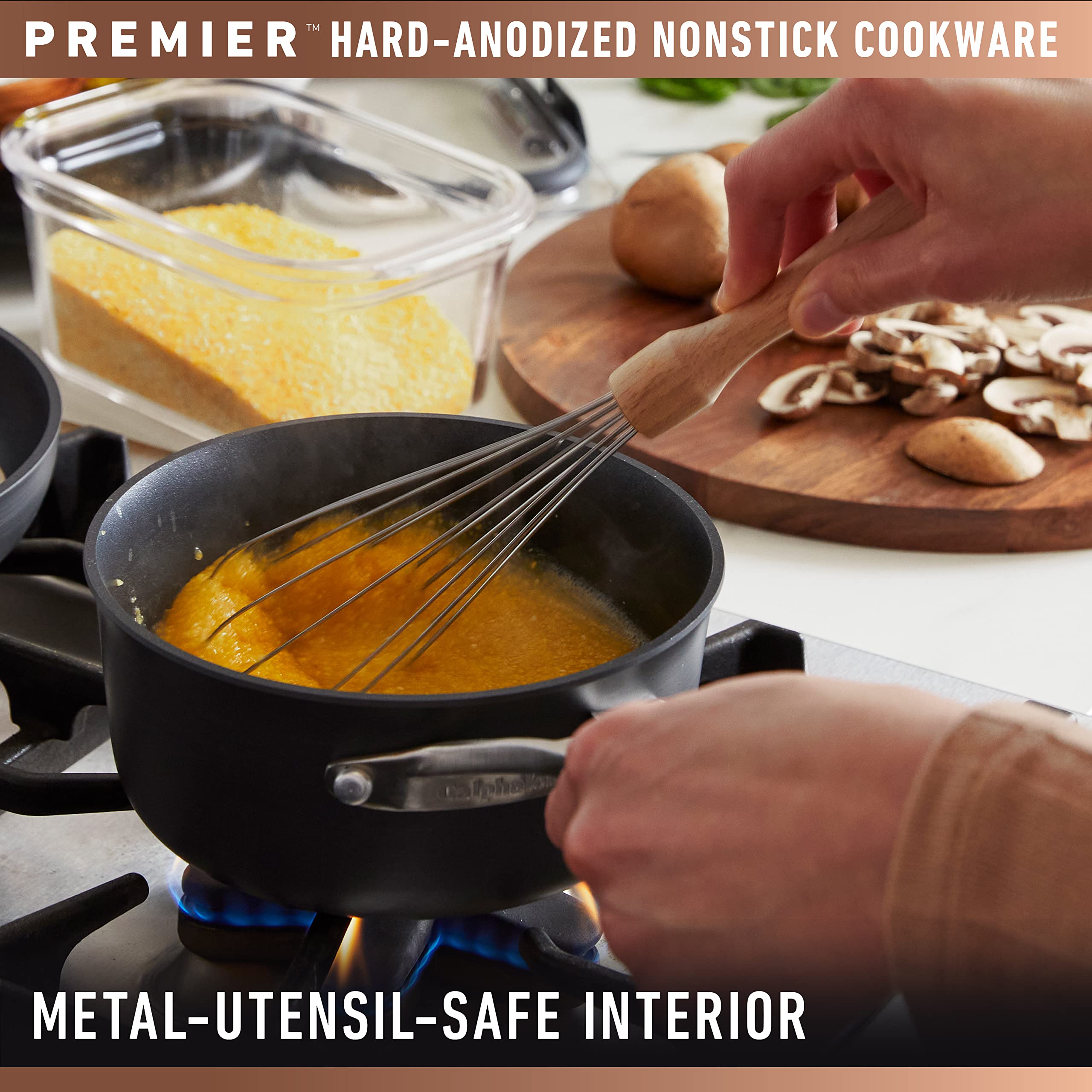 Calphalon Premier Hard-Anodized Nonstick 11-Piece Cookware Set - Pots & Pans with MineralShield Technology, Oven & Dishwasher Safe, Durable Kitchen Essentials for Baking, Frying & Everyday Cooking