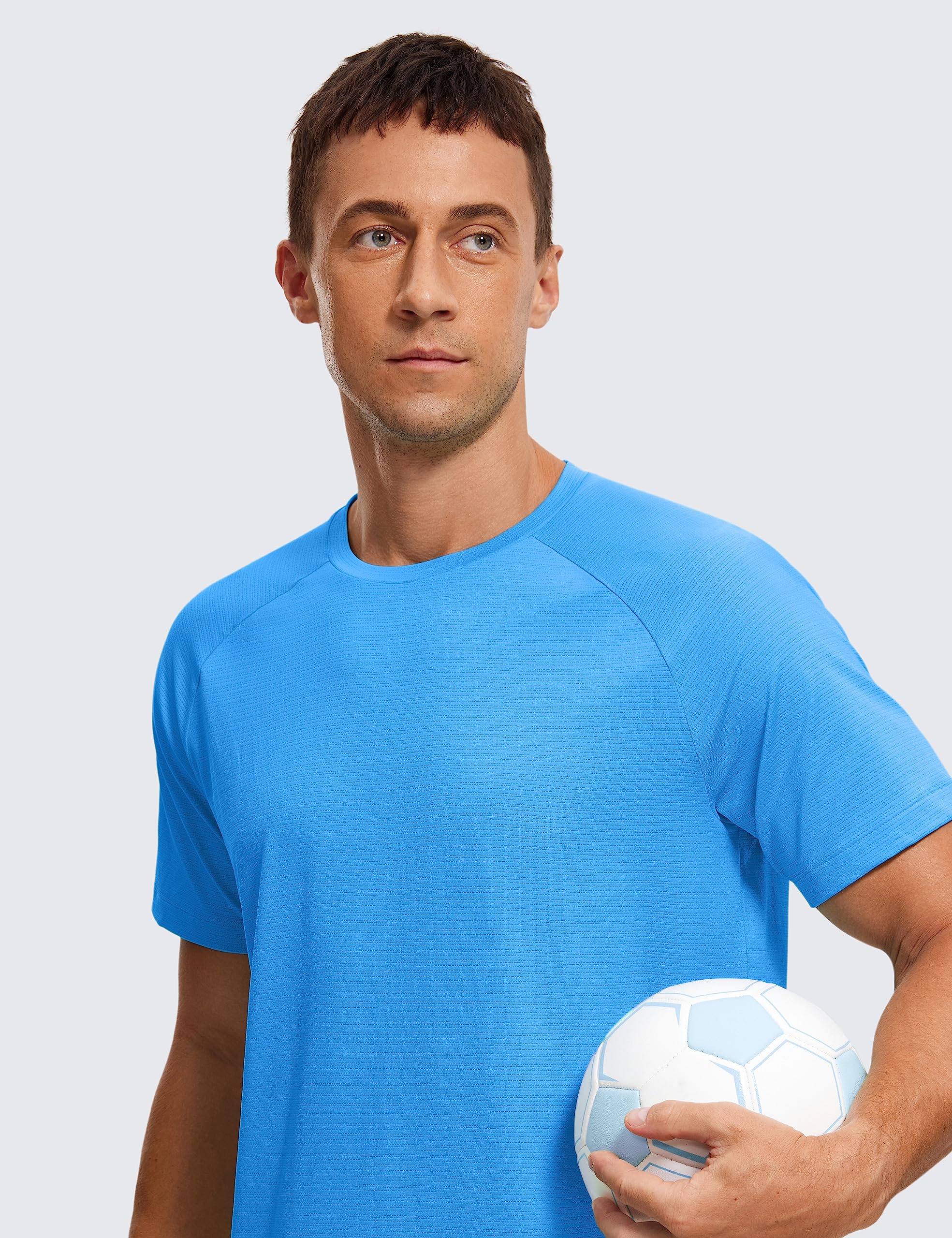 CRZ YOGA Men's Lightweight Athletic T-Shirt - Moisture Wicking Quick Dry Running Shirt, Breathable Workout Gym Top with Short Sleeve for Jogging, Training & Fitness Activities