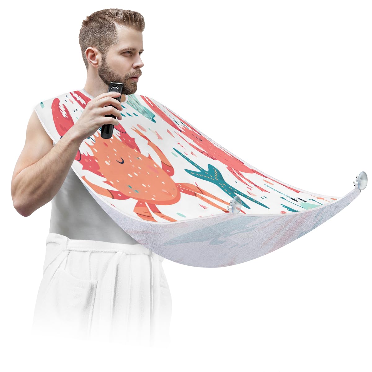 **Men's Crab Print Shaving Bib - Waterproof Beard Trimming Apron for Barbers & DIY Grooming, Hair Dye Cape for Women & Artists, Sink Hair Catcher - Perfect Gift for Barbershop & Home Use**