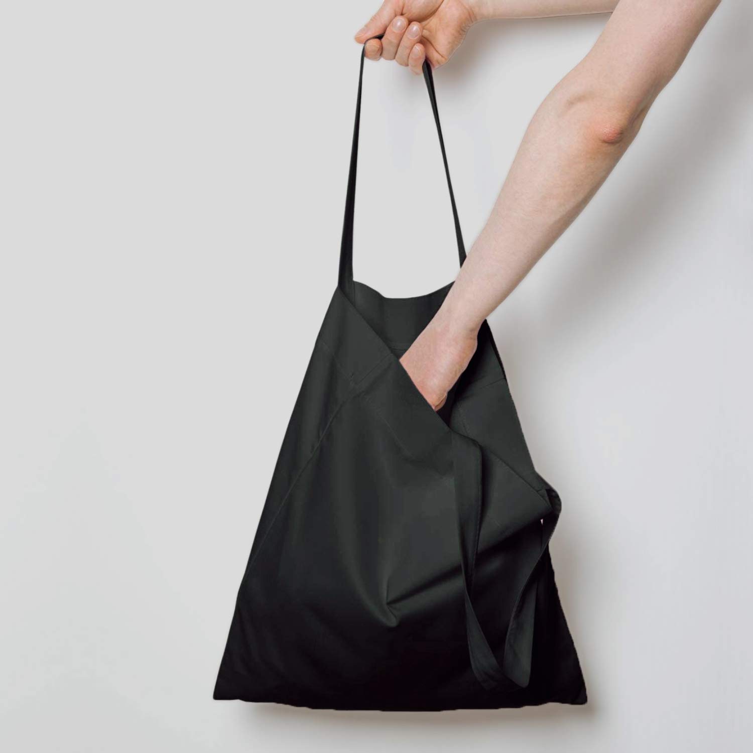 NPBAG 5 Pack 15'' X 16'' Black Cotton Tote Bags - Lightweight Reusable Shopping Bags with PTFE Teflon Sheet - Perfect for Groceries, Beach, Picnics & Eco-Friendly Shopping