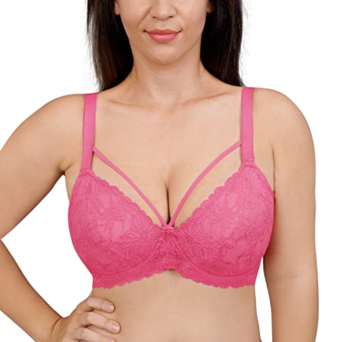 HSIA Women's Minimizer Bra - Unlined Non-Padded Lace Underwire Bra for Plus Size & Full Figure - Comfortable Support & Flattering Fit - Perfect for Everyday Wear, Work & Special Occasions - Black