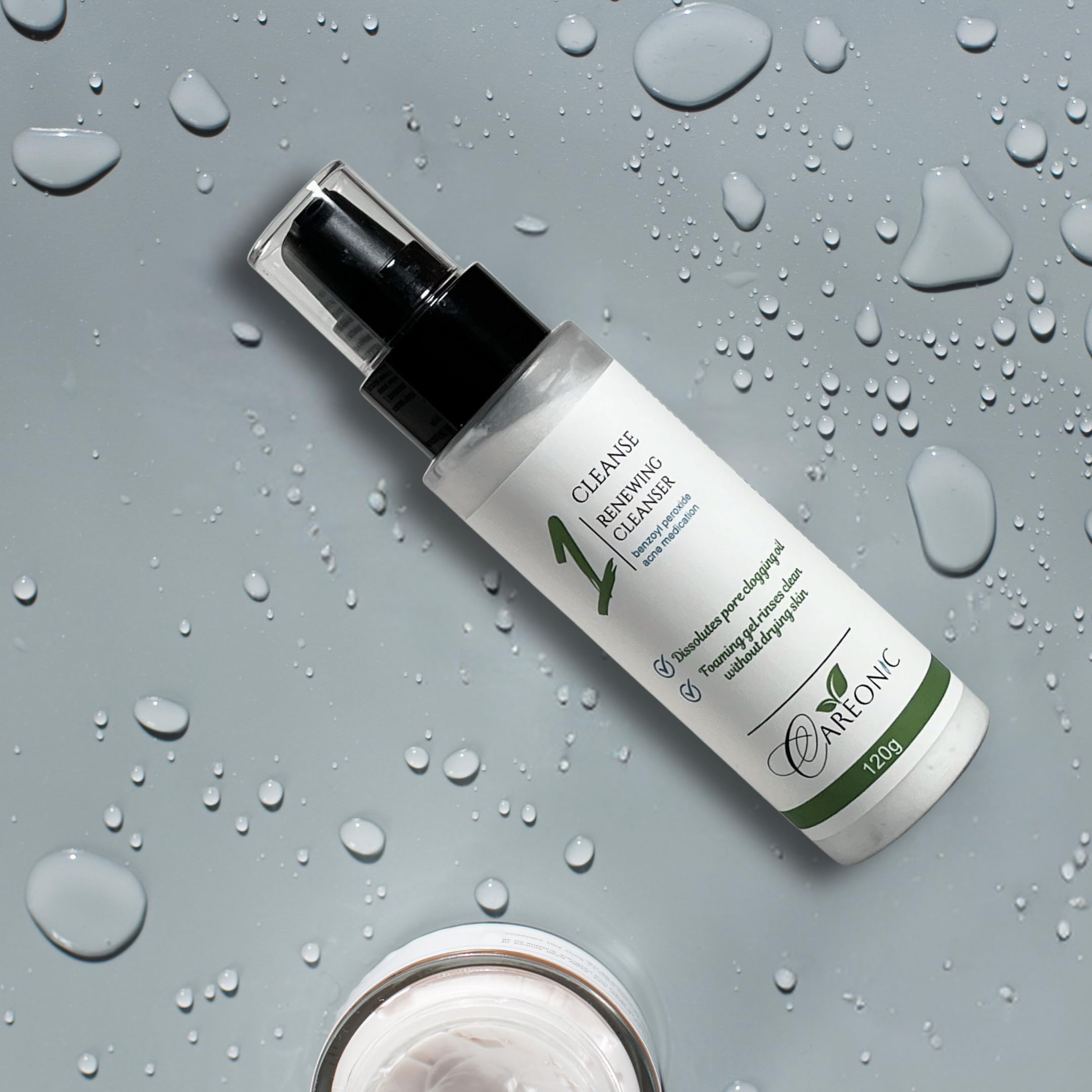 Acne Fighting Benzoyl Peroxide Face Wash with Hyaluronic Acid & Exfoliating Beads - Purifying Foaming Cleanser for Oily & Acne-Prone Skin (120g) | Daily Deep Cleansing & Makeup Removal for Clear, Renewed Skin
