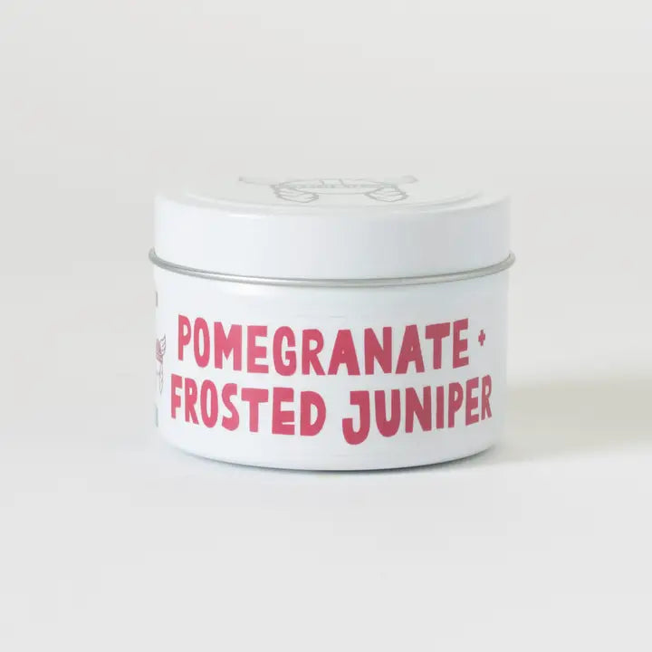 Pomegranate & Frosted Juniper Scented Candle in Tin - 4oz Aromatherapy Candle for Relaxation, Home Decor & Gift Giving