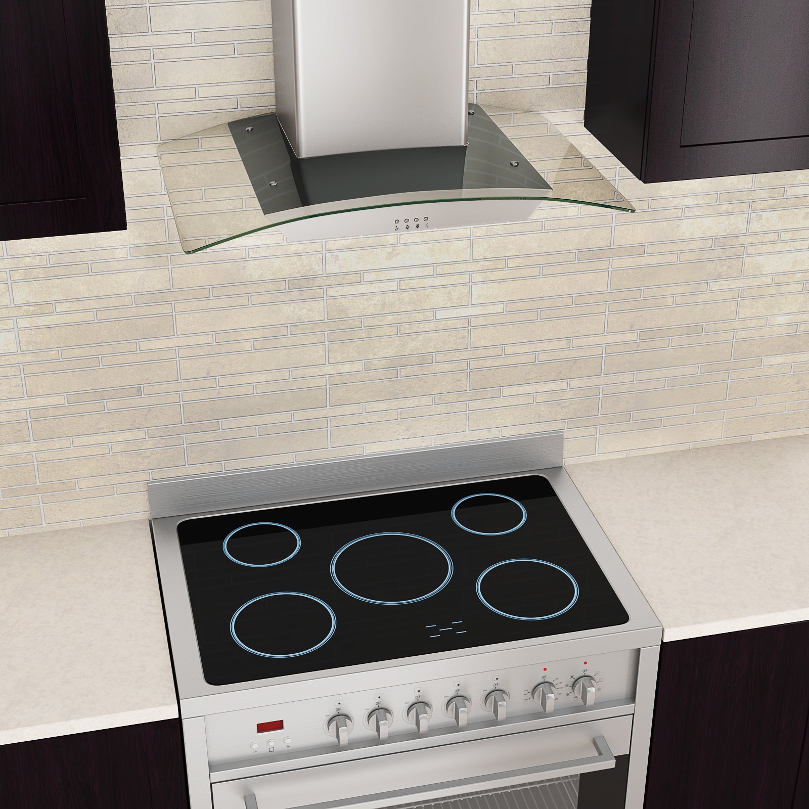 30 Inch Wall Mount Glass Canopy Range Hood - Modern Kitchen Ventilation for Gas & Electric Stoves - Perfect for Home Cooking & Smoke Removal
