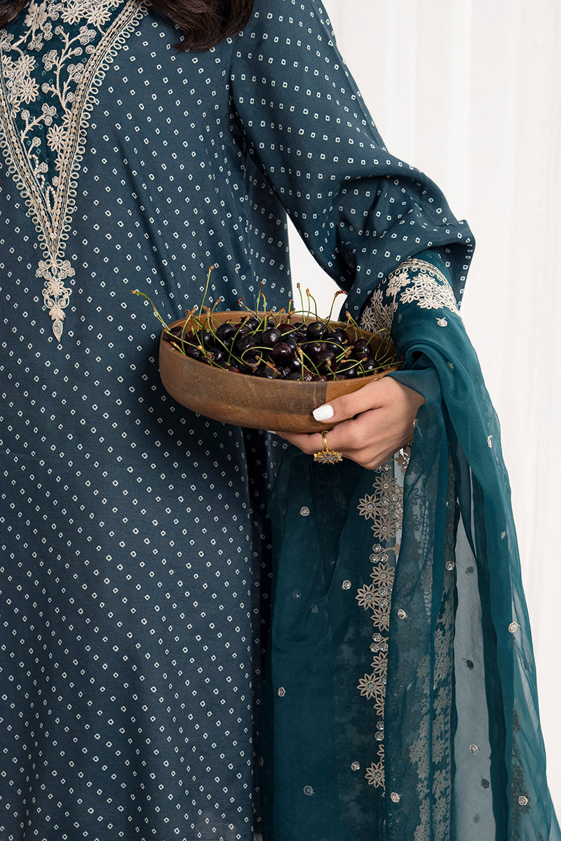 MOASIC BLUE 2PC Set (Shirt & Dupatta) - Elegant Indian Ethnic Wear for Women | Perfect for Weddings, Festivals & Special Occasions
