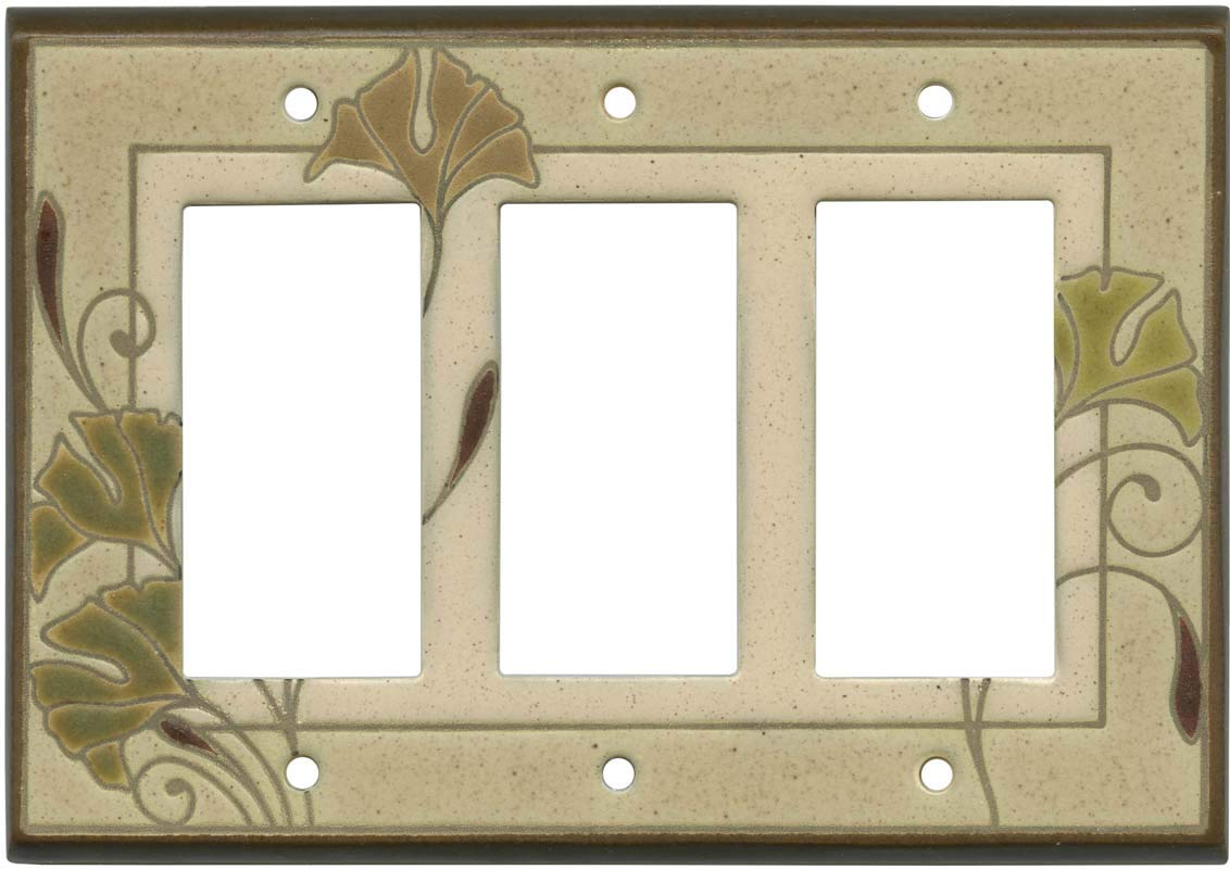 Ginkgo Ceramic 3 Rocker GFCI Decora Switch Plates - Waterproof Electrical Outlet Covers for Bathroom, Kitchen & Outdoor Use