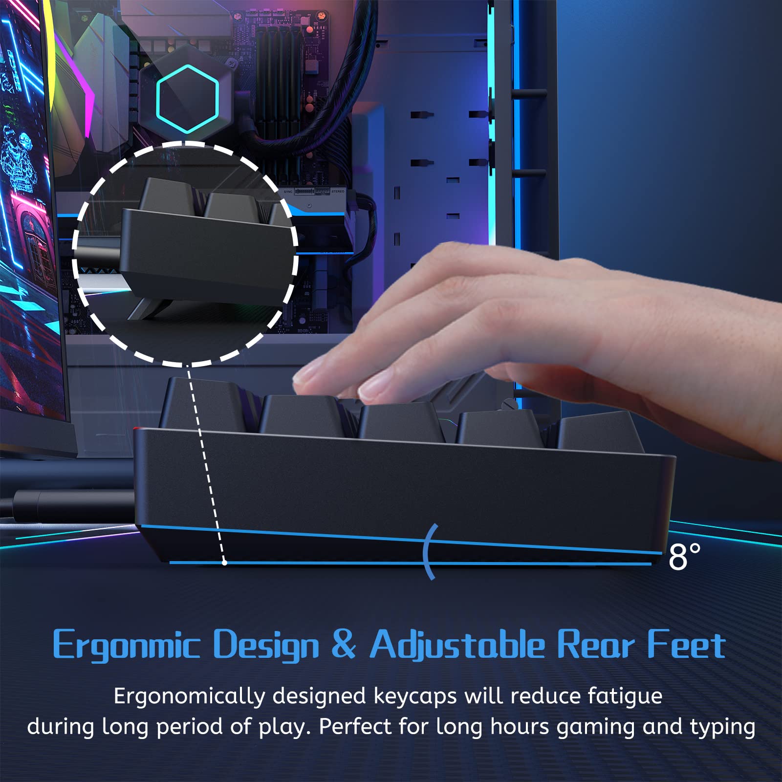 DIERYA DK61se 60% Mechanical Gaming Keyboard - Blue Switches, LED Backlit, Ultra-Compact 61 Keys for PC, Laptop, Office, Typing & Esports | Perfect for Gamers, Programmers & Minimalist Workspace (Black)