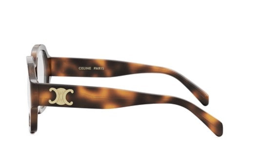 Celine TRIOMPHE CL50134I 053 Shiny Havana Geometric Women's Eyeglasses - Fashionable Designer Glasses for Women, UV Protection, Lightweight Frame - Perfect for Work, Reading & Everyday Style