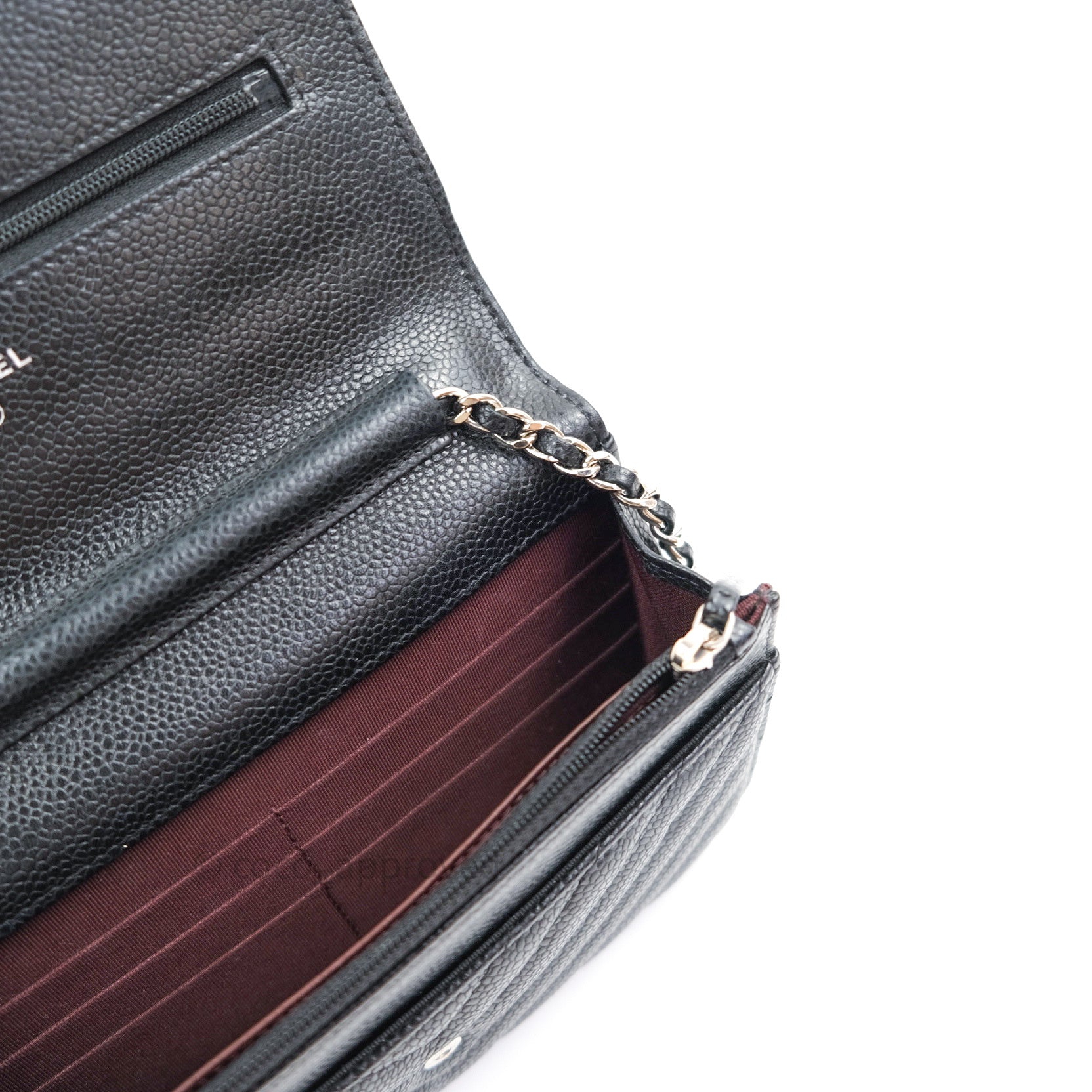 Chanel Chevron Wallet on Chain WOC Black Caviar Leather with Silver Hardware - Perfect for Evening Events & Daily Use