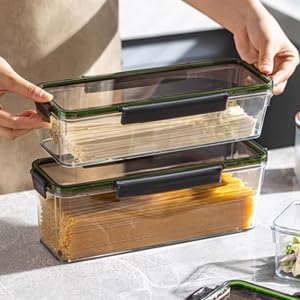 VANDHOME 2-Pack 2.25L Airtight Plastic Pasta Storage Containers with Lids - BPA Free Food Organizer for Spaghetti, Cereal & Pantry Organization | Perfect for Kitchen Storage, Meal Prep & Bulk Food Dispensing