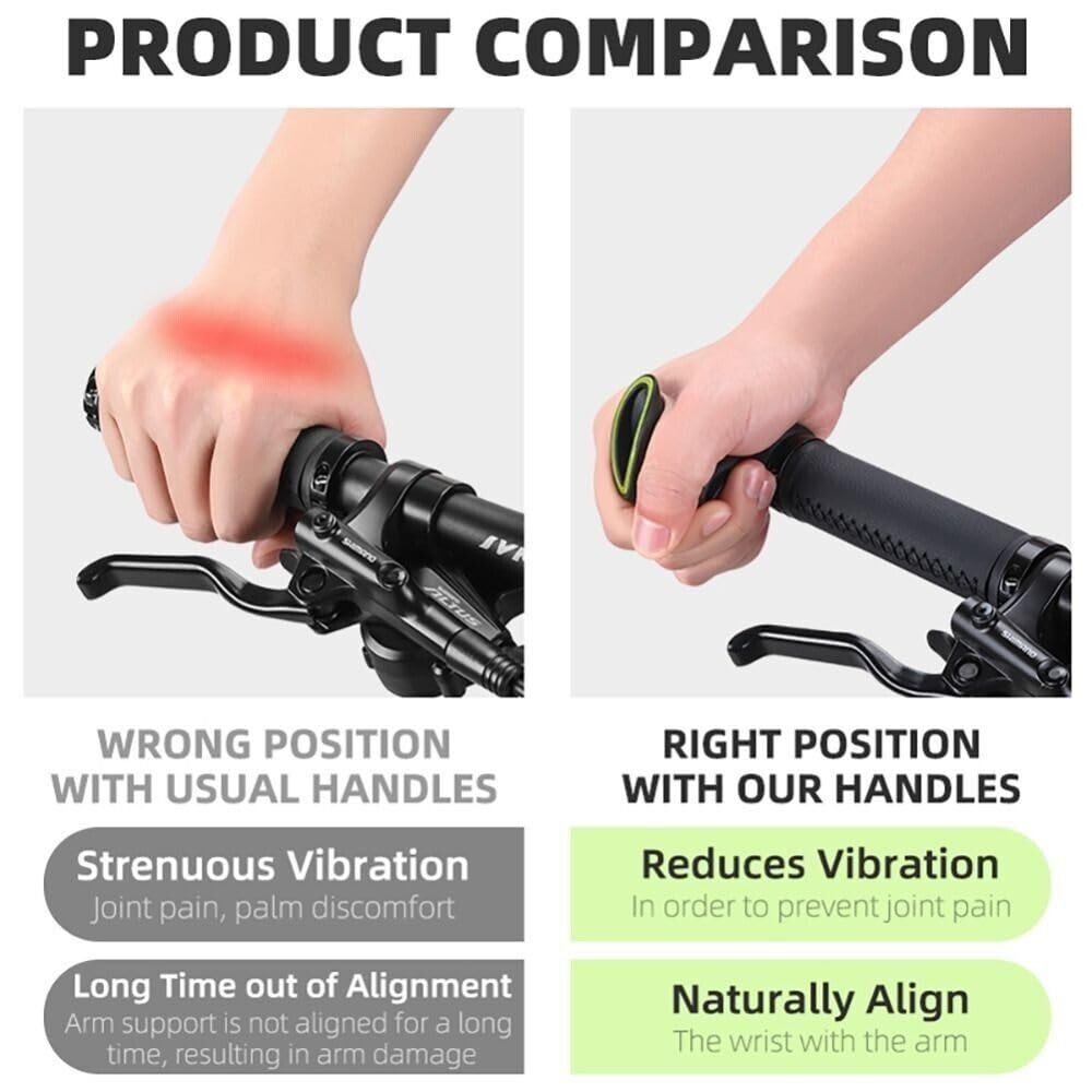 NUHUi Ergonomic Mountain Bike Handlebar Extenders - Lightweight MTB Inner Bar Ends with Fluorescent Lamp for Enhanced Grip & Safety - Perfect for Trail Riding, Commuting & Night Cycling (Small Size)