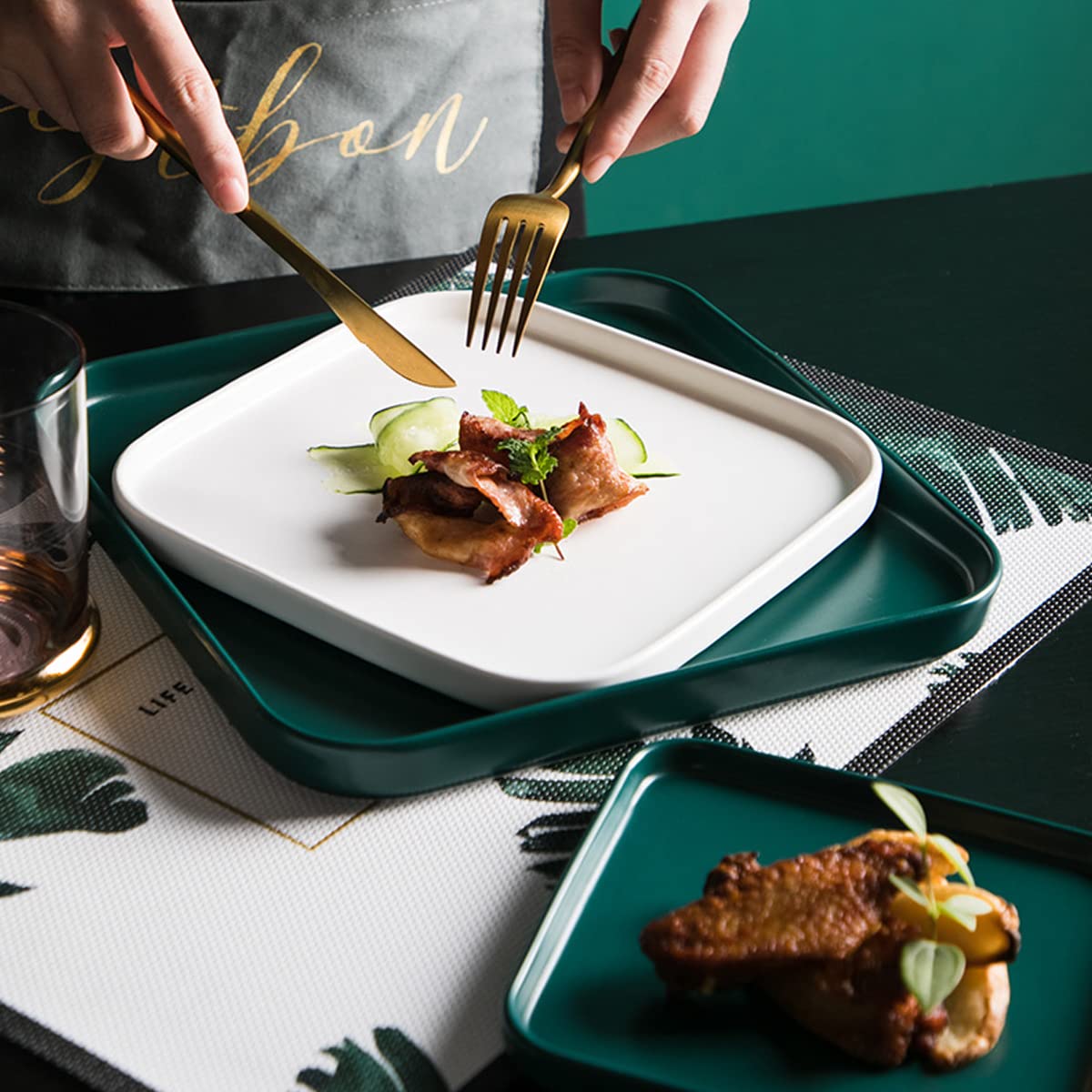 2-Pack White Porcelain Square Dinner Plates - 6 Inch Appetizer & Serving Dishes for Steak, Pasta, Salad, Snacks, Pizza - Perfect for Restaurants, Dinner Parties & Home Dining