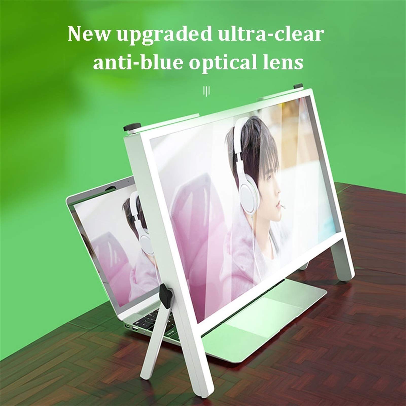 21 Inch Laptop Screen Magnifier - 3D Physical Magnifying Glass with Anti-Blue Light Technology, Portable Extender Stand for Computer Magnifying Screen Laptop Stands, White - Ideal for Reading, Gaming, and Office Work