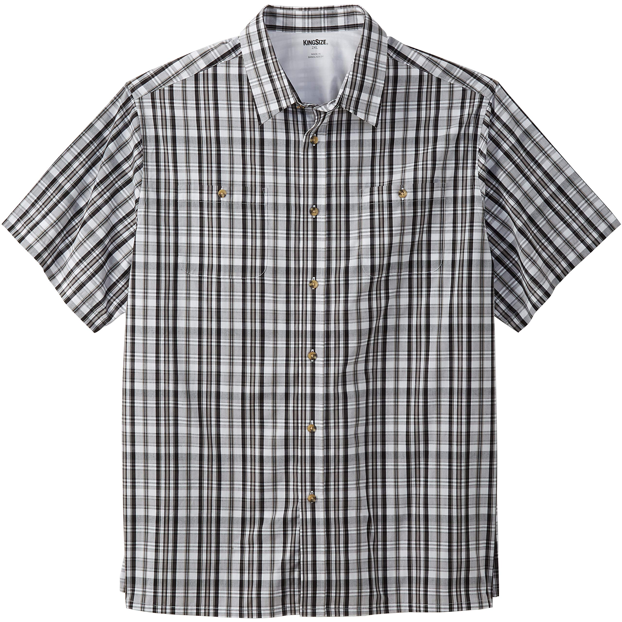 KingSize Men's Big & Tall Short-Sleeve Plaid Sport Shirt - Comfortable Casual Button Down for Plus Size Men - Perfect for Outdoor Activities, Work & Summer Wear