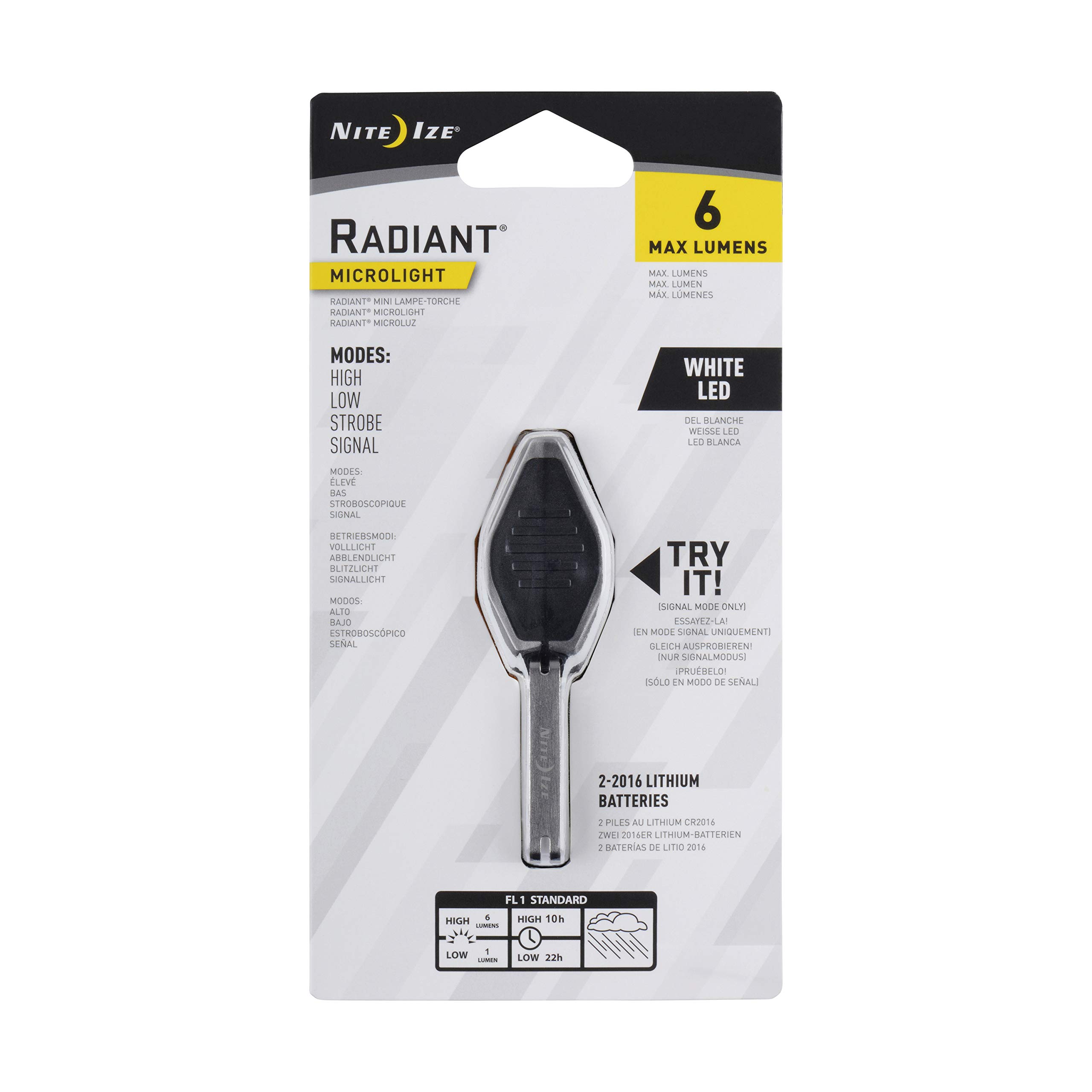 Nite Ize Radiant MicroLight - Compact LED Keychain Flashlight with White LED, Black Body - Perfect for Camping, Hiking, and Emergency Preparedness