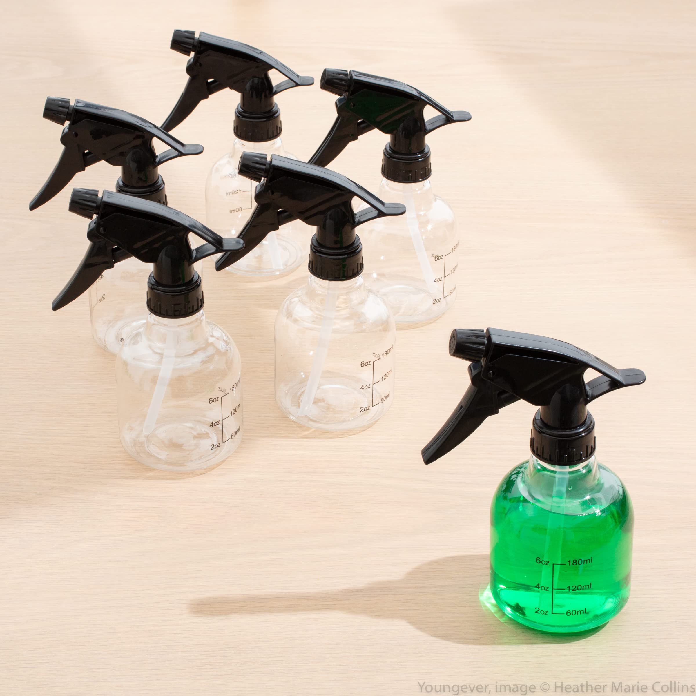 Youngever 12 Pack 16oz Empty Plastic Spray Bottles - Refillable Hair & Cleaning Solution Containers with Fine Mist Nozzle (Black) for Salon, Home Cleaning & Gardening Use