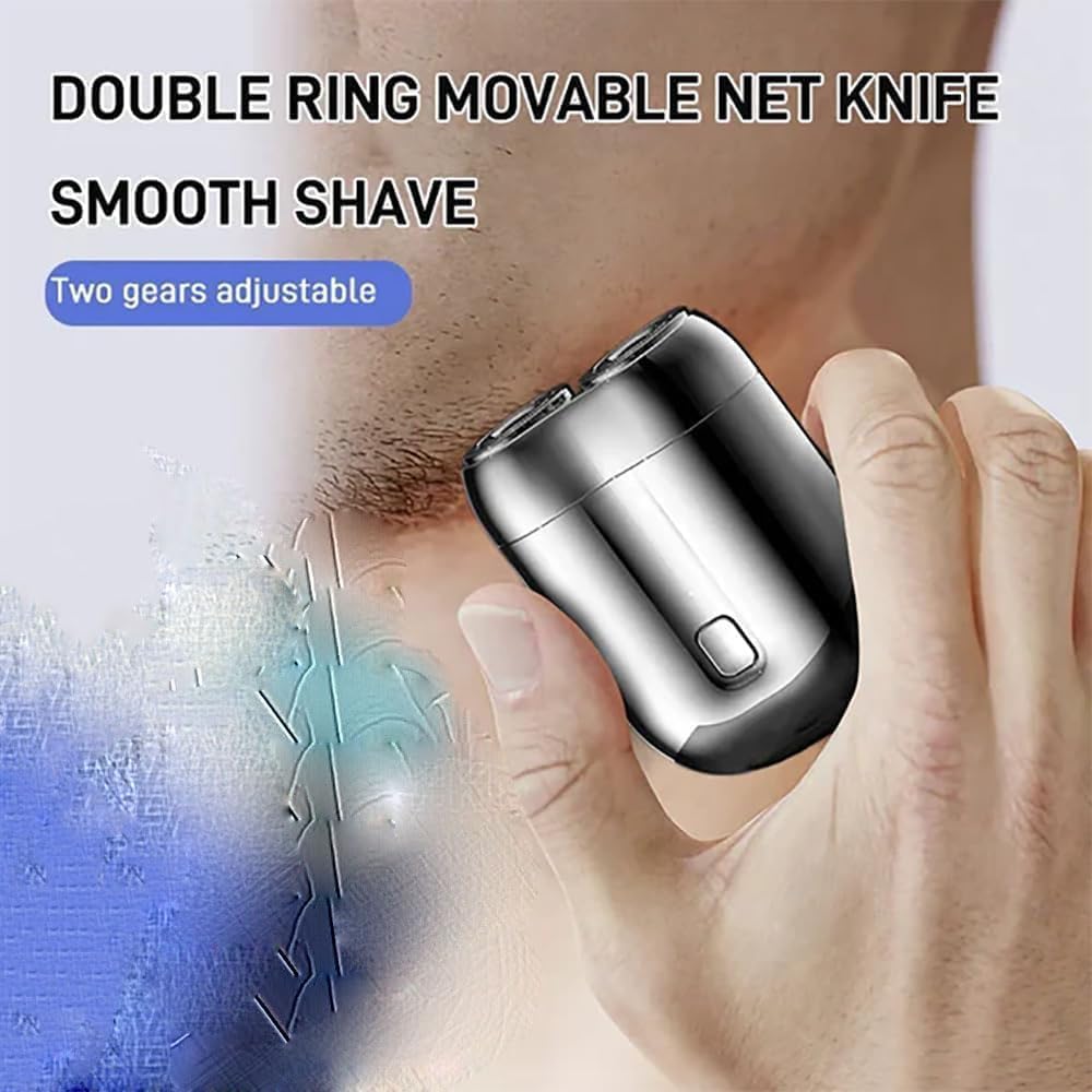 Jacooba Electric Razor for Men - 2025 Upgraded Mini Dual-Head Shaver with Washable Design, Portable Silver Trimmer for Travel & Daily Use | Perfect for Home, Office & Gym