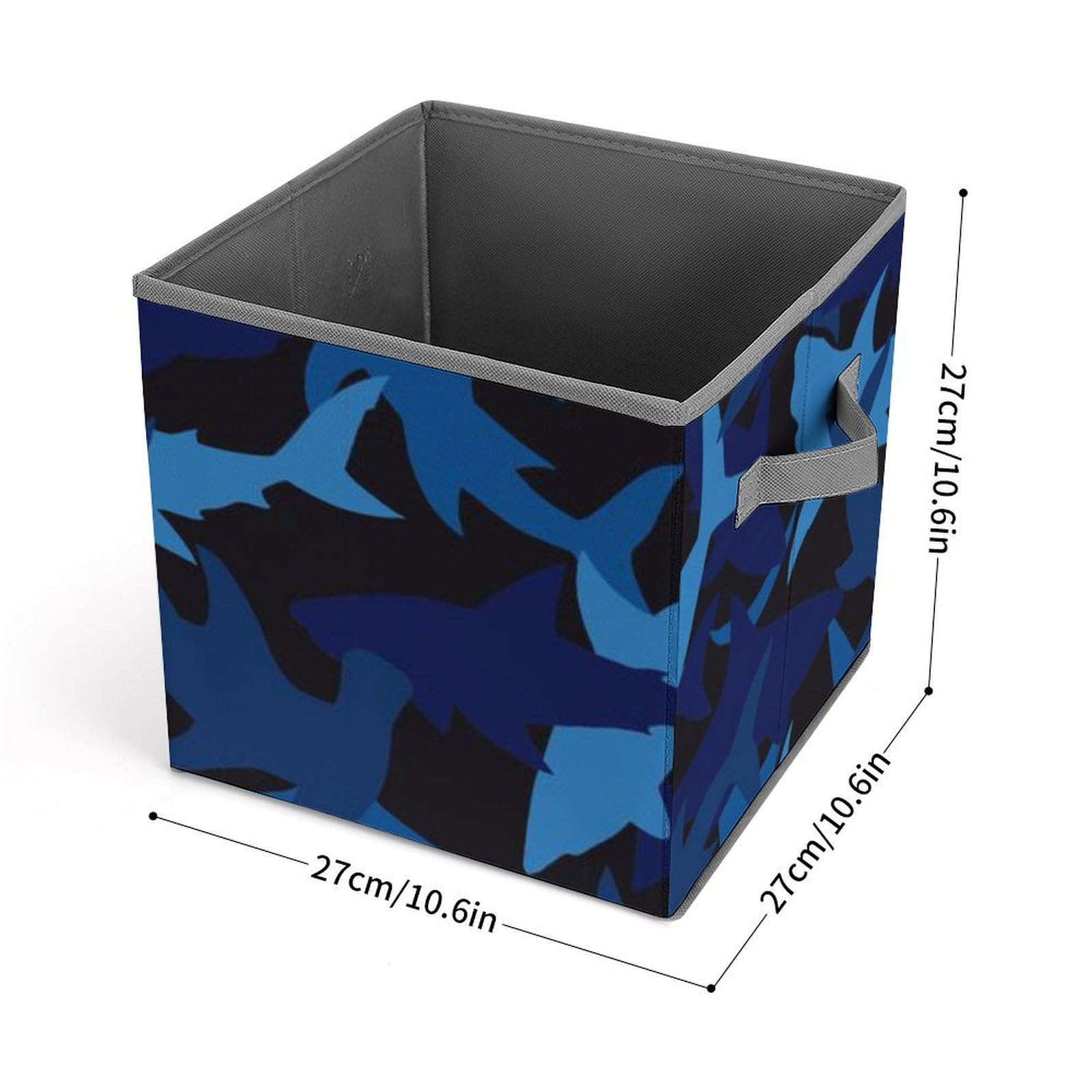 Blue Camouflage Shark Collapsible Storage Cube - 10.6