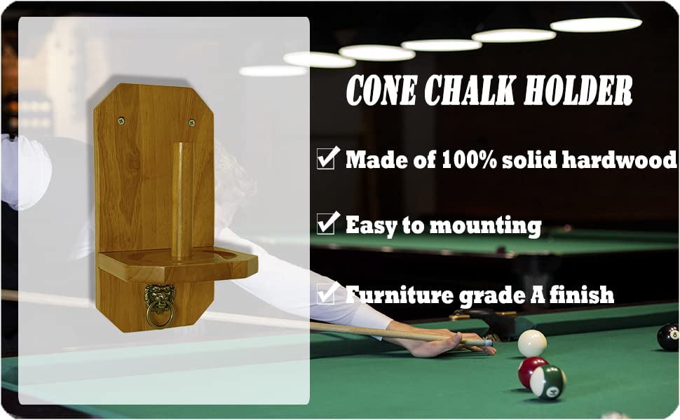 Premium Wall Mounted Cone Chalk Holder for Pool Tables - Solid Wood Hand Chalk Stand in Classic Oak, Mahogany & Black Finish | Perfect for Billiard Rooms, Game Rooms & Bars (Chalk Not Included)