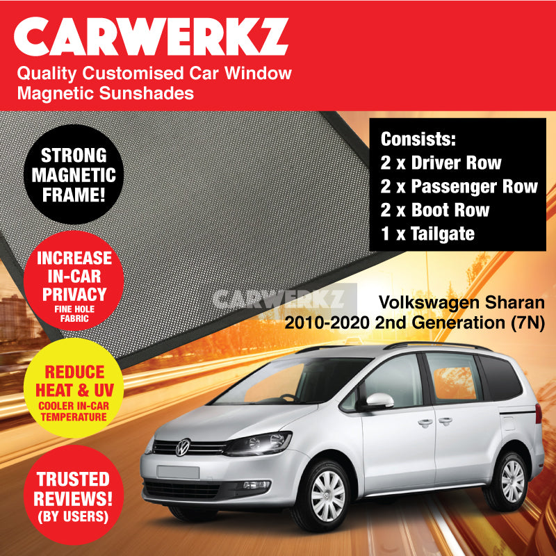 Custom Volkswagen Sharan 2010-2020 2nd Gen (7N) Magnetic Window Sunshades | UV Protection & Heat Blocking | Perfect for Germany MPV Road Trips & Summer Parking