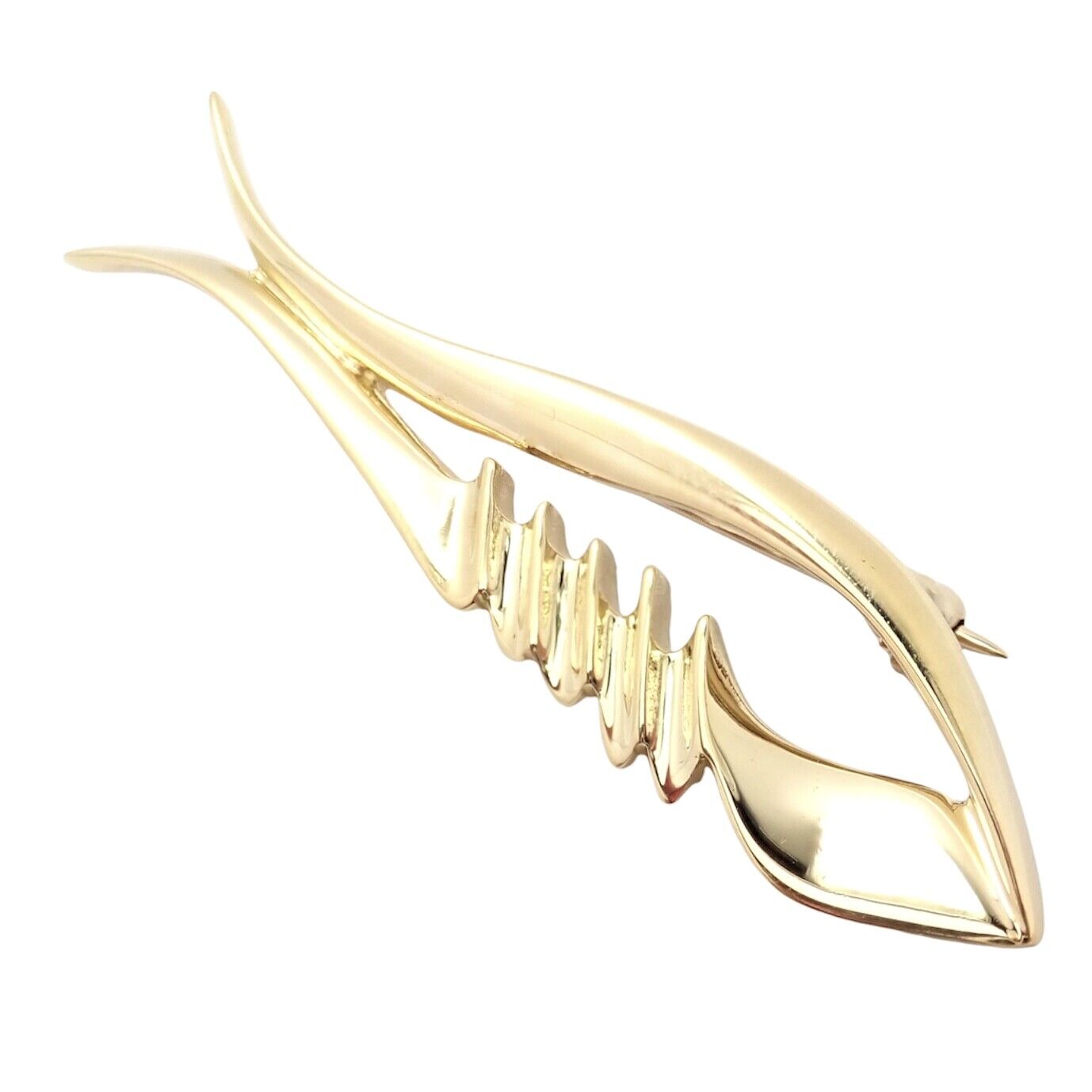 Authentic Vintage Tiffany & Co 18k Yellow Gold Picasso Fish Brooch Pin 1983 - Rare Collectible Jewelry for Special Occasions & Gift Giving