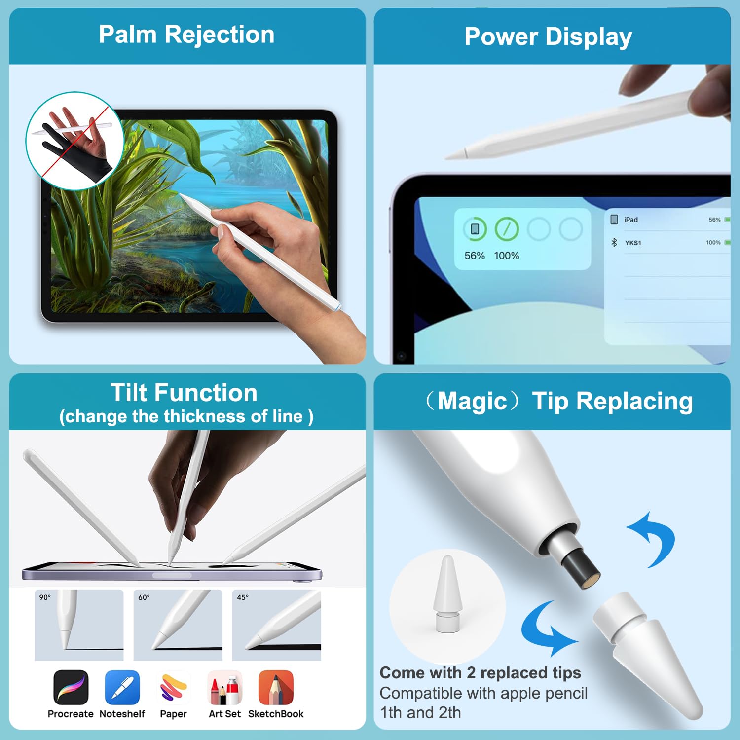 Apple Pencil 2nd Generation Stylus - Magnetic Wireless Charging, Fast Charging & Long Battery Life - Compatible with iPad Pro 11/12.9 (3rd-6th Gen), iPad Air 4/5, iPad Mini 6 - Perfect for Drawing, Note-Taking & Digital Art