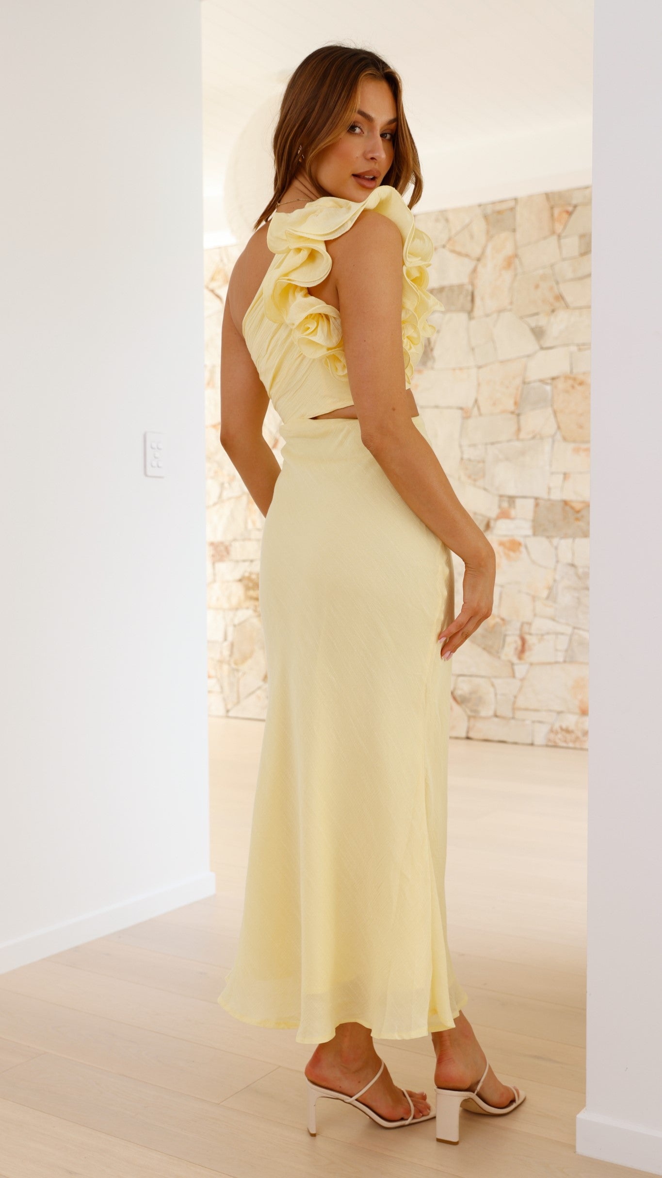 Amina Maxi Dress for Women - Flowy Long Summer Dress in Yellow | Perfect for Beach, Vacation & Casual Outings