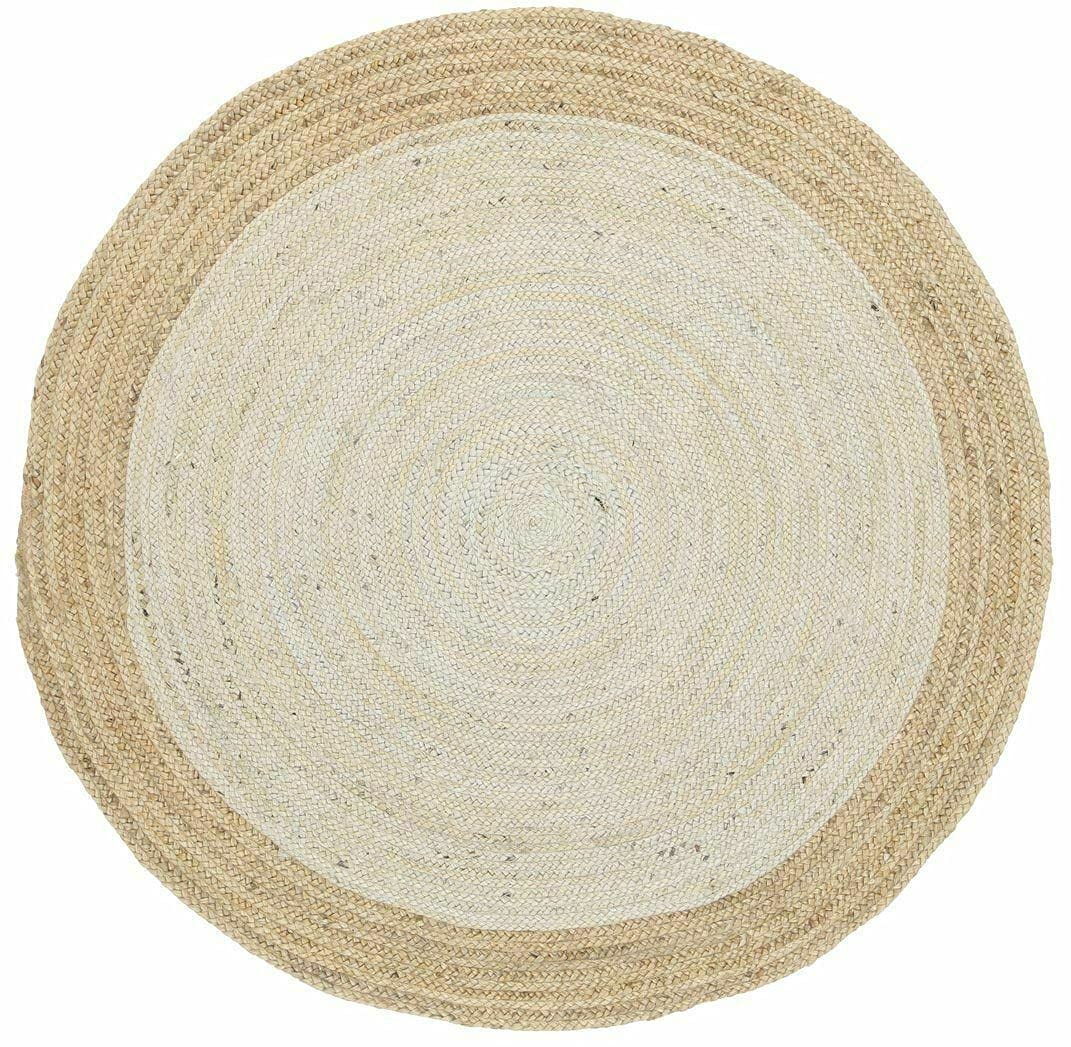 Hand Braided Round Jute Rugs - 6x6 Feet Farmhouse Style Natural Fiber Area Rug for Living Room, Bedroom, Kitchen - Indoor Outdoor Carpet - Soft Boho Decor for Cozy Home & Patio Use